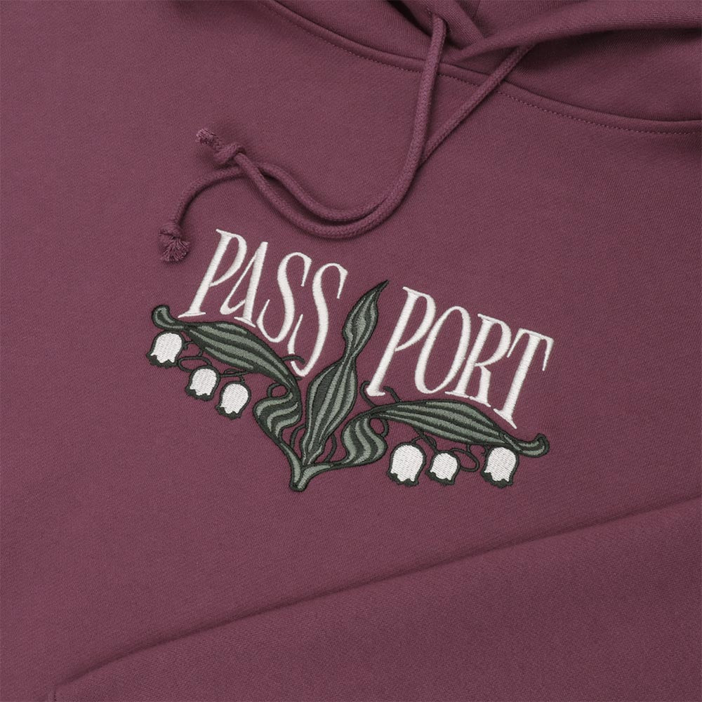 Pass Port Skateboards - Lily Of The Valley Pullover Hooded Sweatshirt - Washed Berry - Image 2