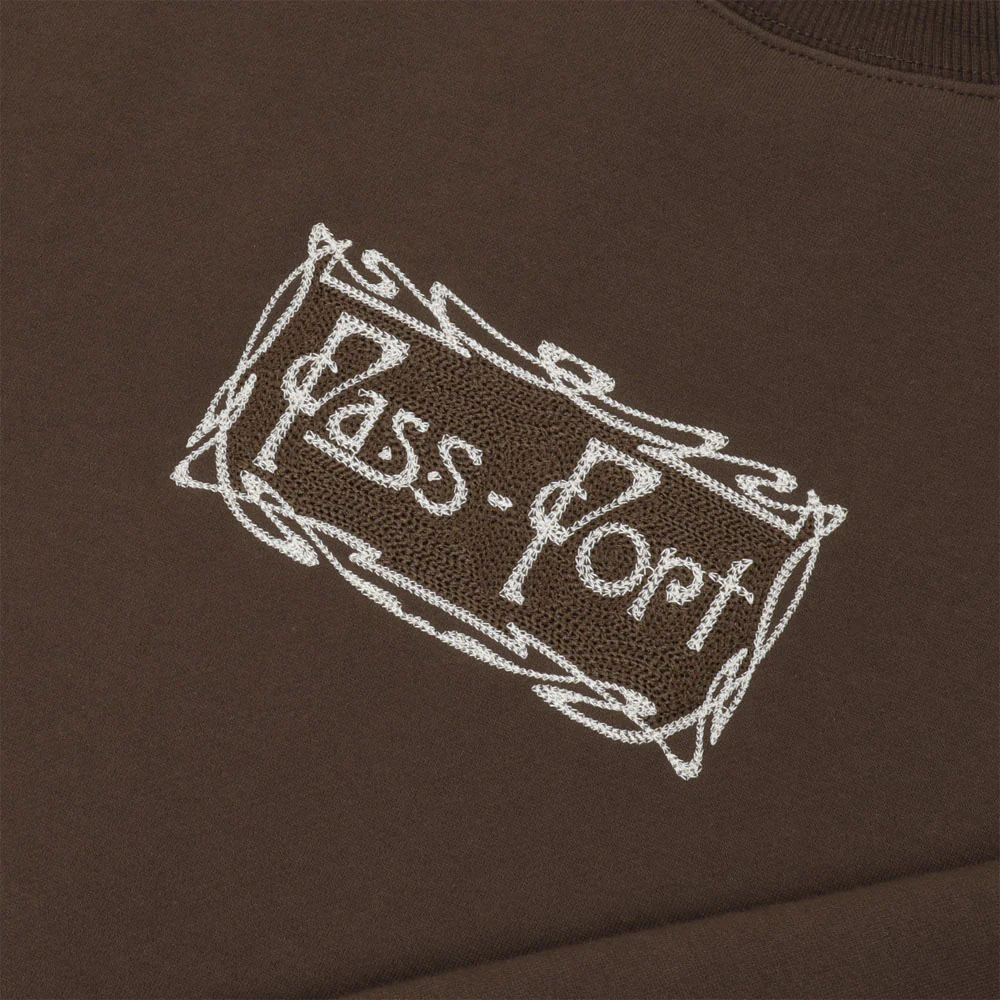 Pass Port Skateboards - Plume Embroidered Crewneck Sweatshirt - Bark - Image 2