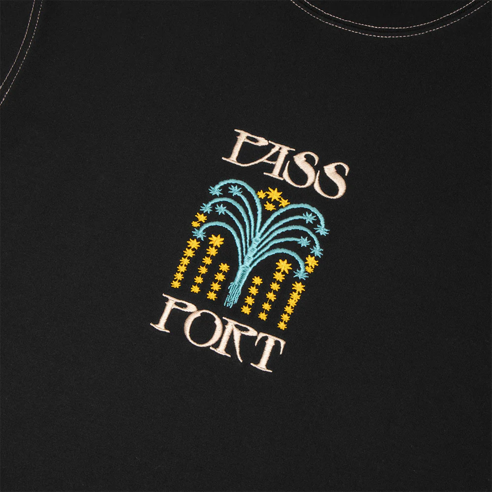 Pass Port Skateboards - Roman Candle Embroidered T-Shirt - Black - Image 2