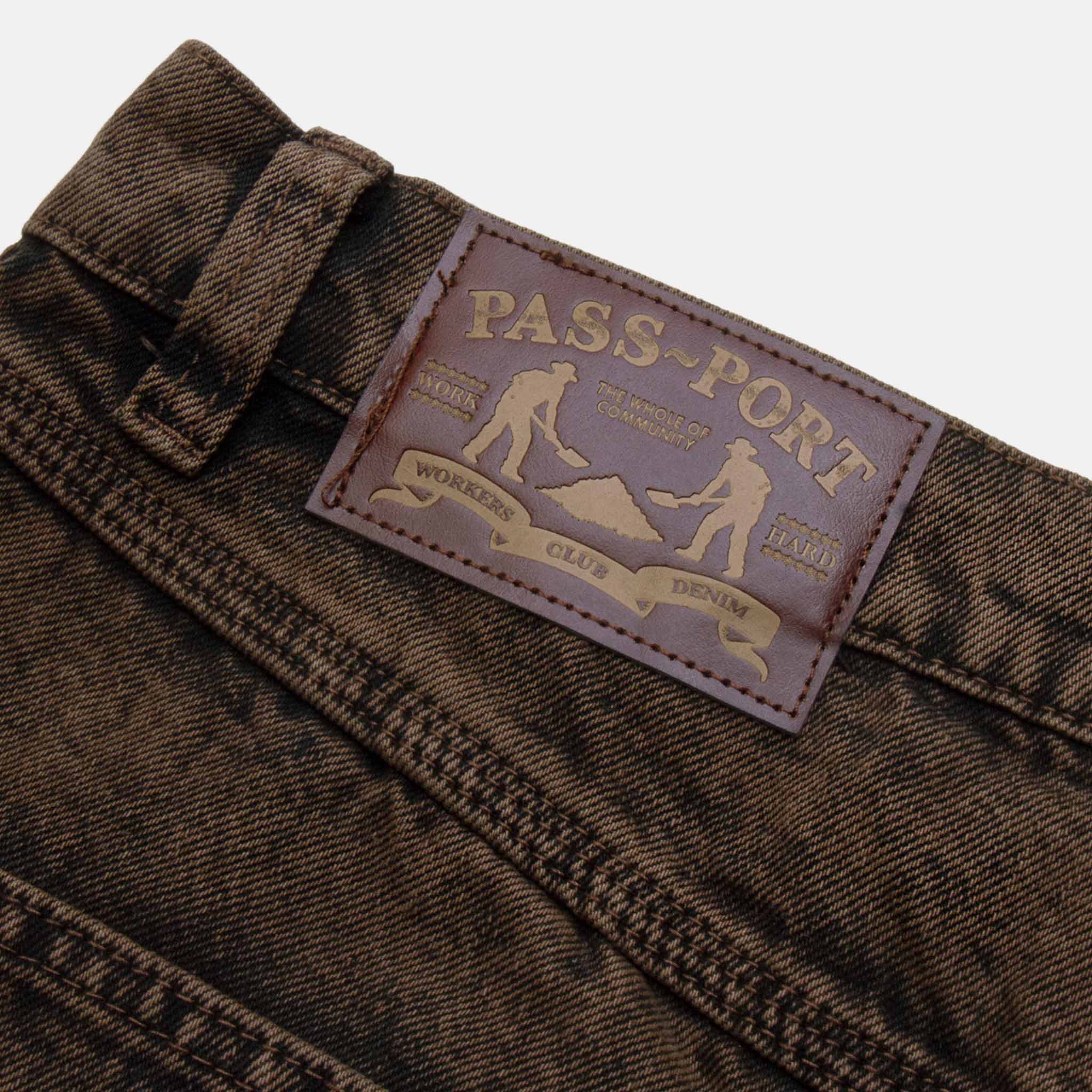 Pass Port Skateboards - Workers Club Shorts - Overdye Brown - Image 3