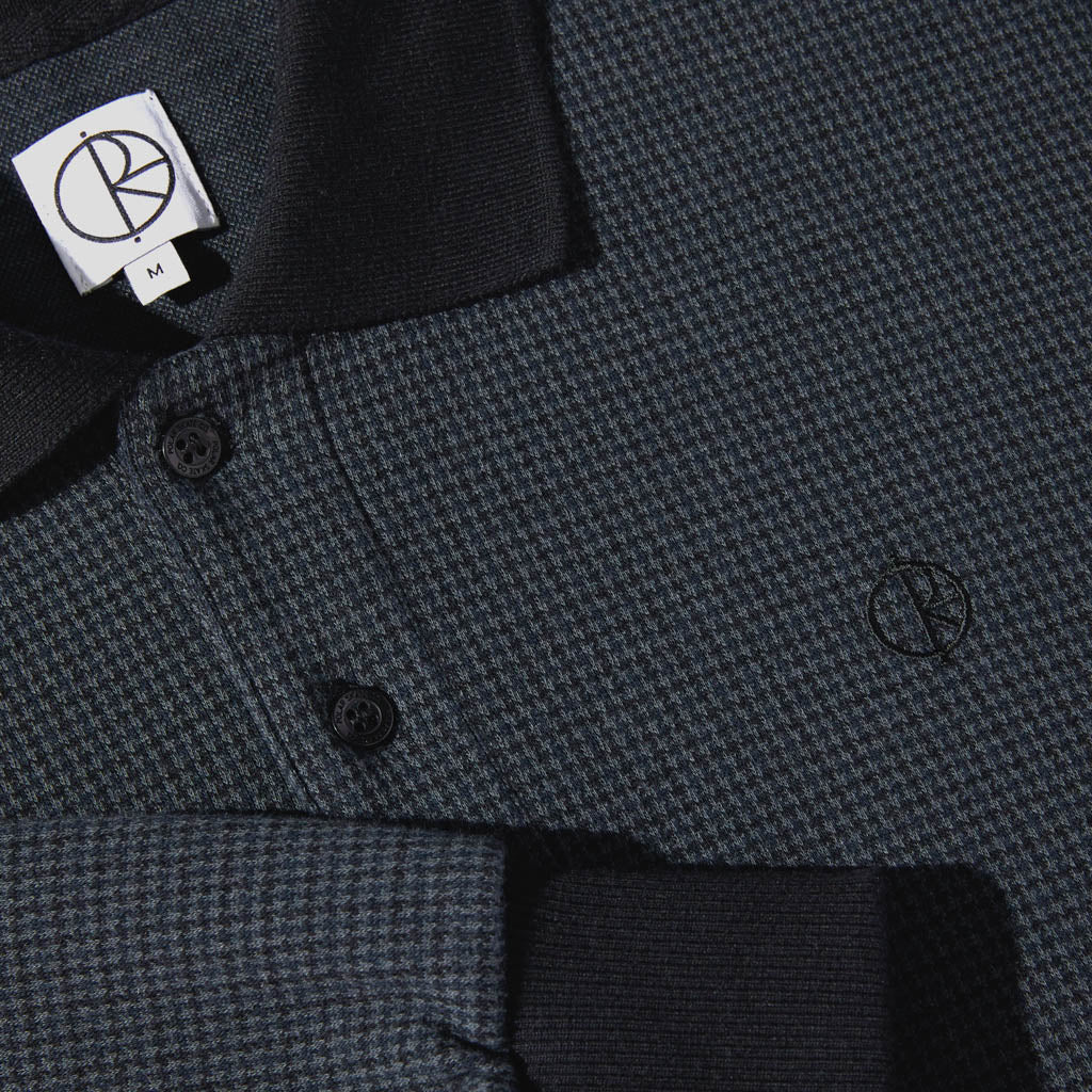 Polar Skate Co. - Houndstooth Longsleeve Polo Shirt - Black / Grey - Image 2