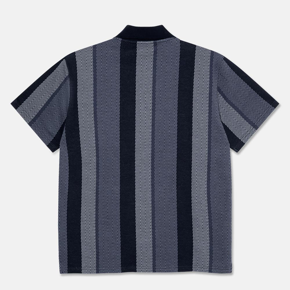 Polar Skate Co. - Jacques Short Sleeve Polo Shirt - Herringbone Blue - Image 3
