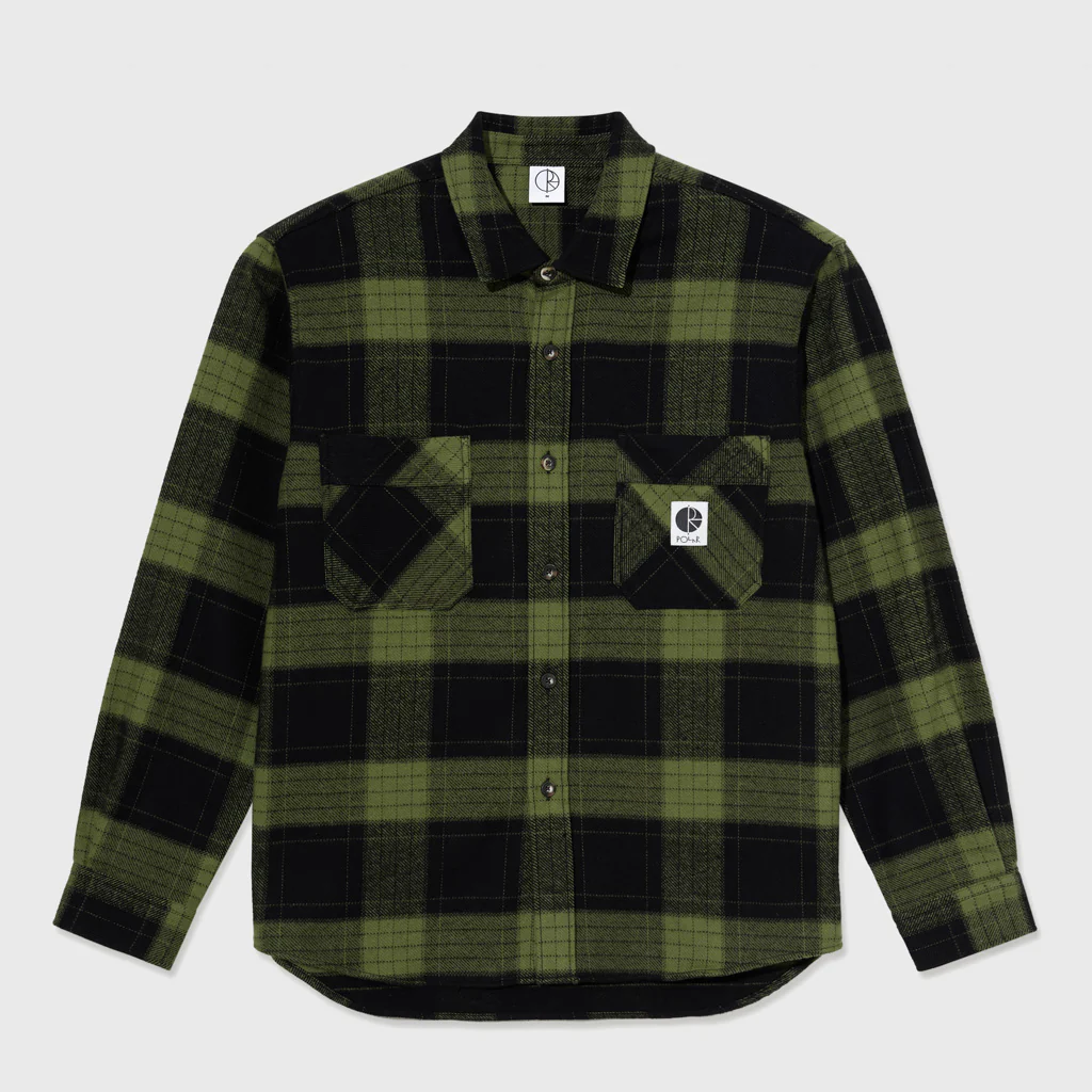 Polar Skate Co. - Mike Flannel Longsleeve Shirt - Black / Army Green
