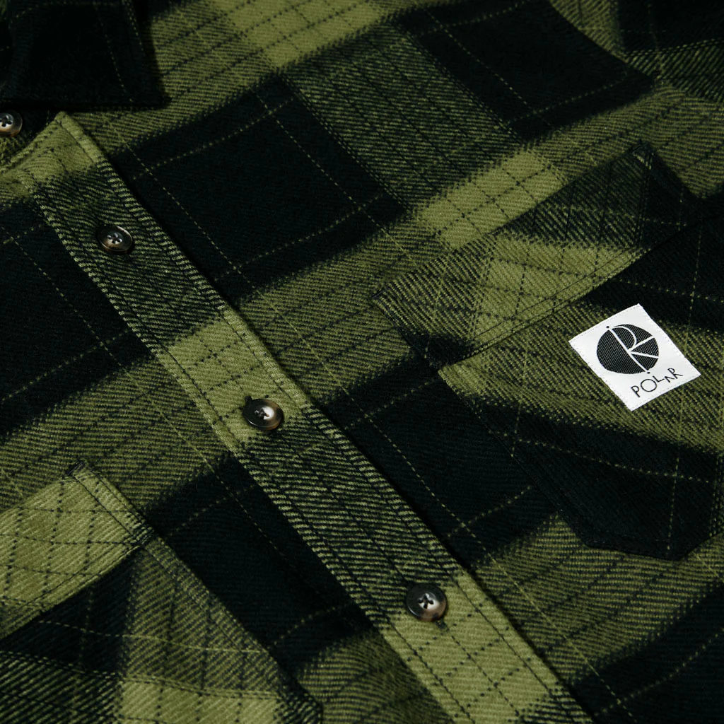 Polar Skate Co. - Mike Flannel Longsleeve Shirt - Black / Army Green - Image 2