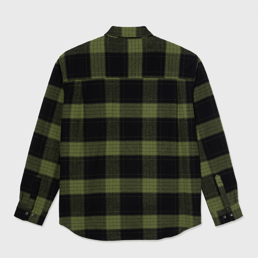 Polar Skate Co. - Mike Flannel Longsleeve Shirt - Black / Army Green - Image 3