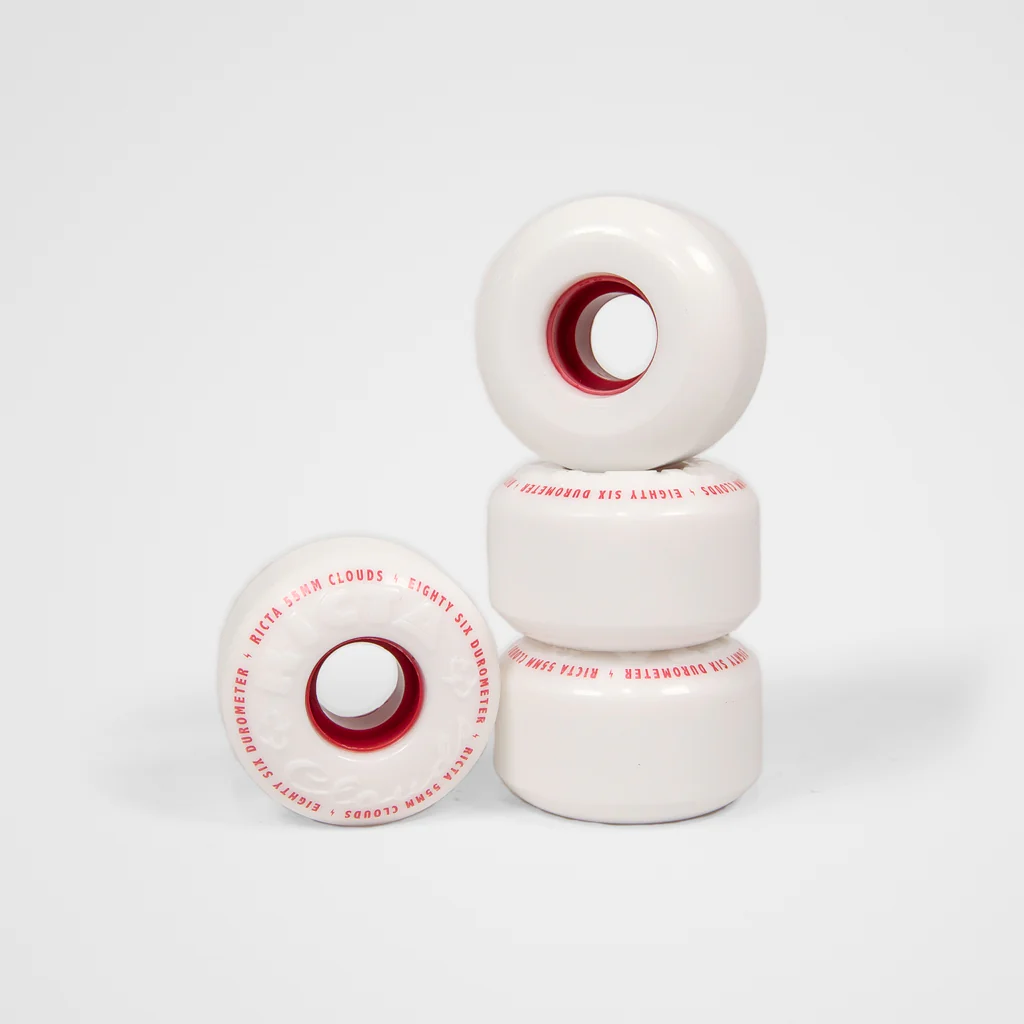 Ricta Wheels - 57mm (86a) Clouds Skateboard Wheels - White / Red