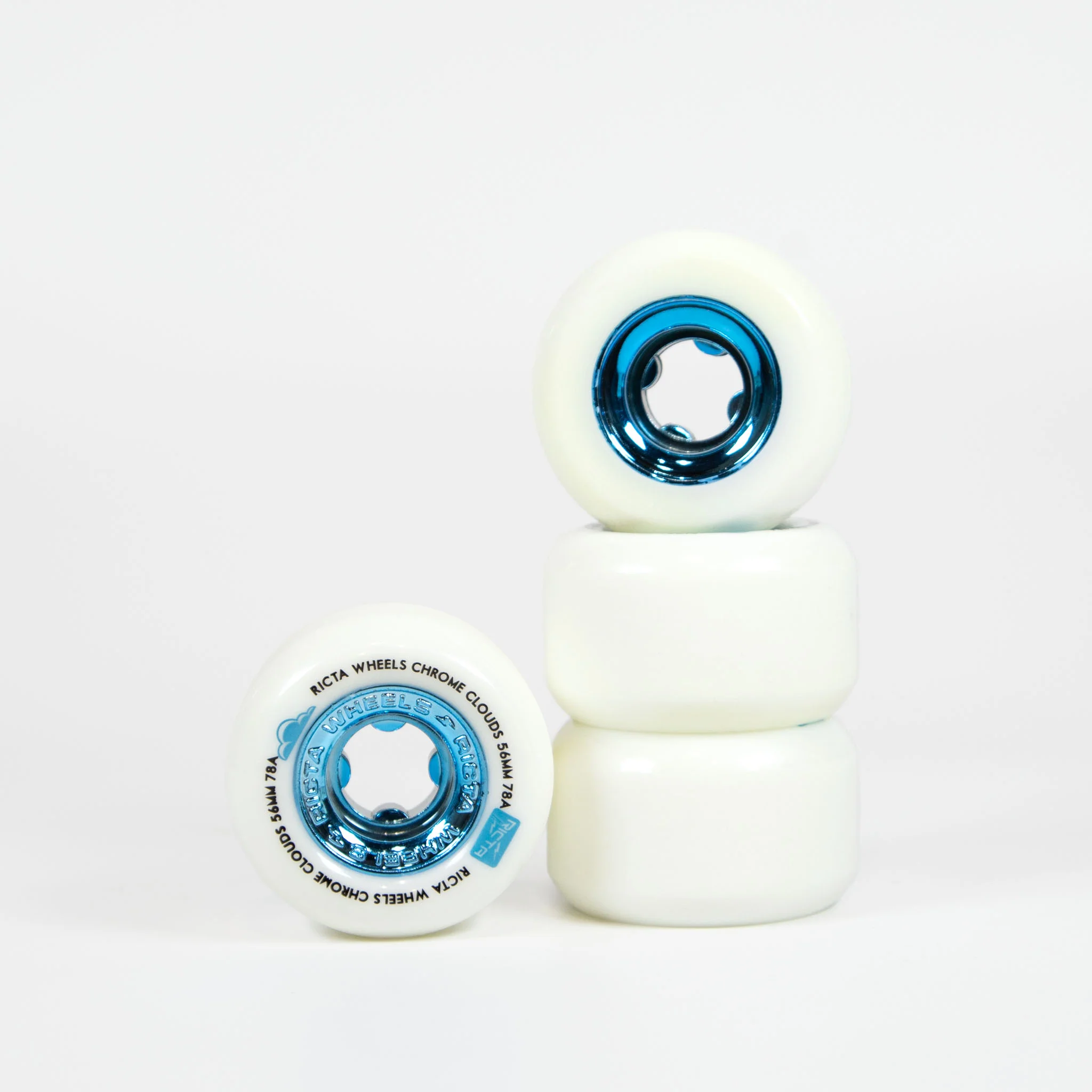 Ricta Wheels - 56mm (78a) Chrome Clouds Skateboard Wheels - White / Blue
