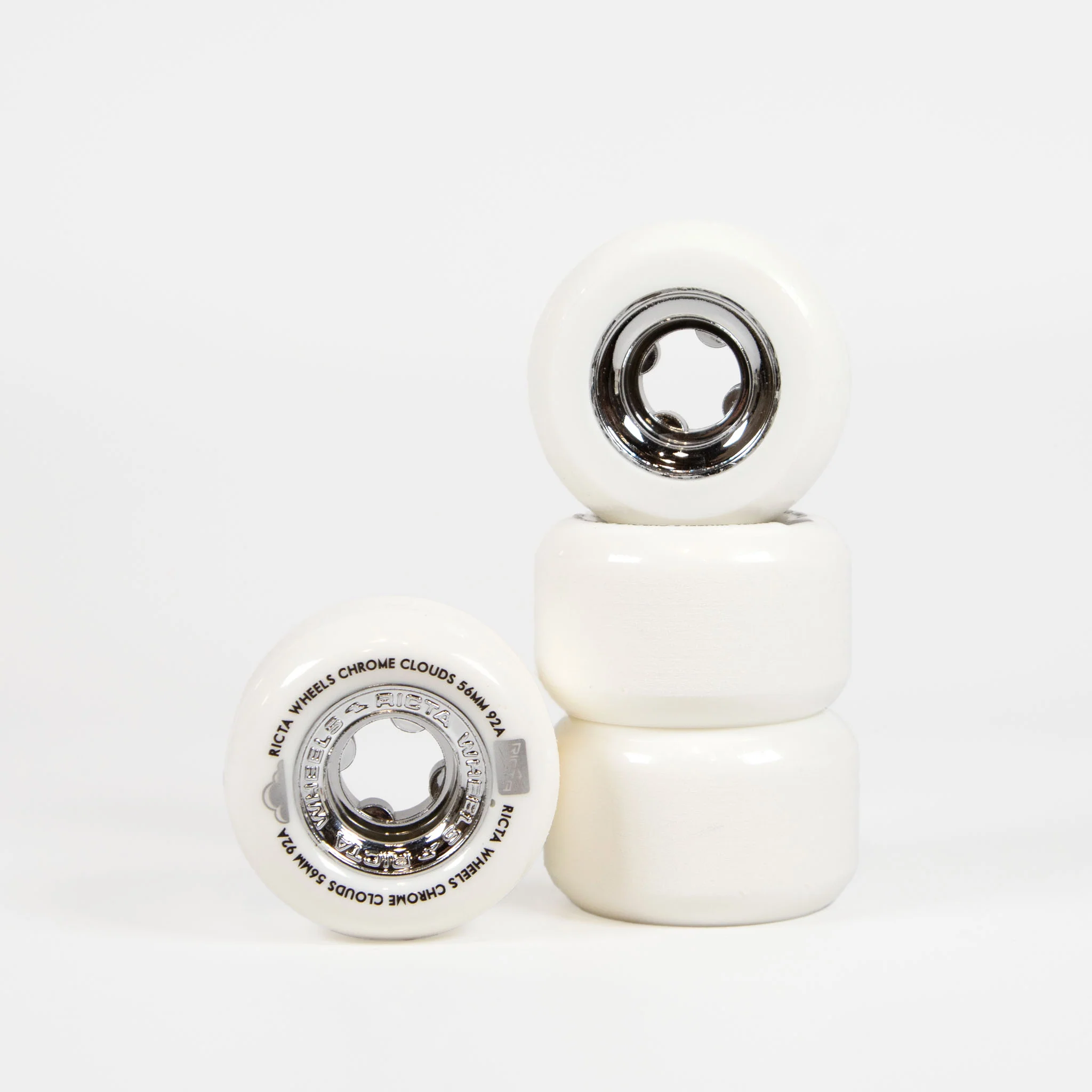 Ricta Wheels - 56mm (92a) Chrome Clouds Skateboard Wheels - White / Black