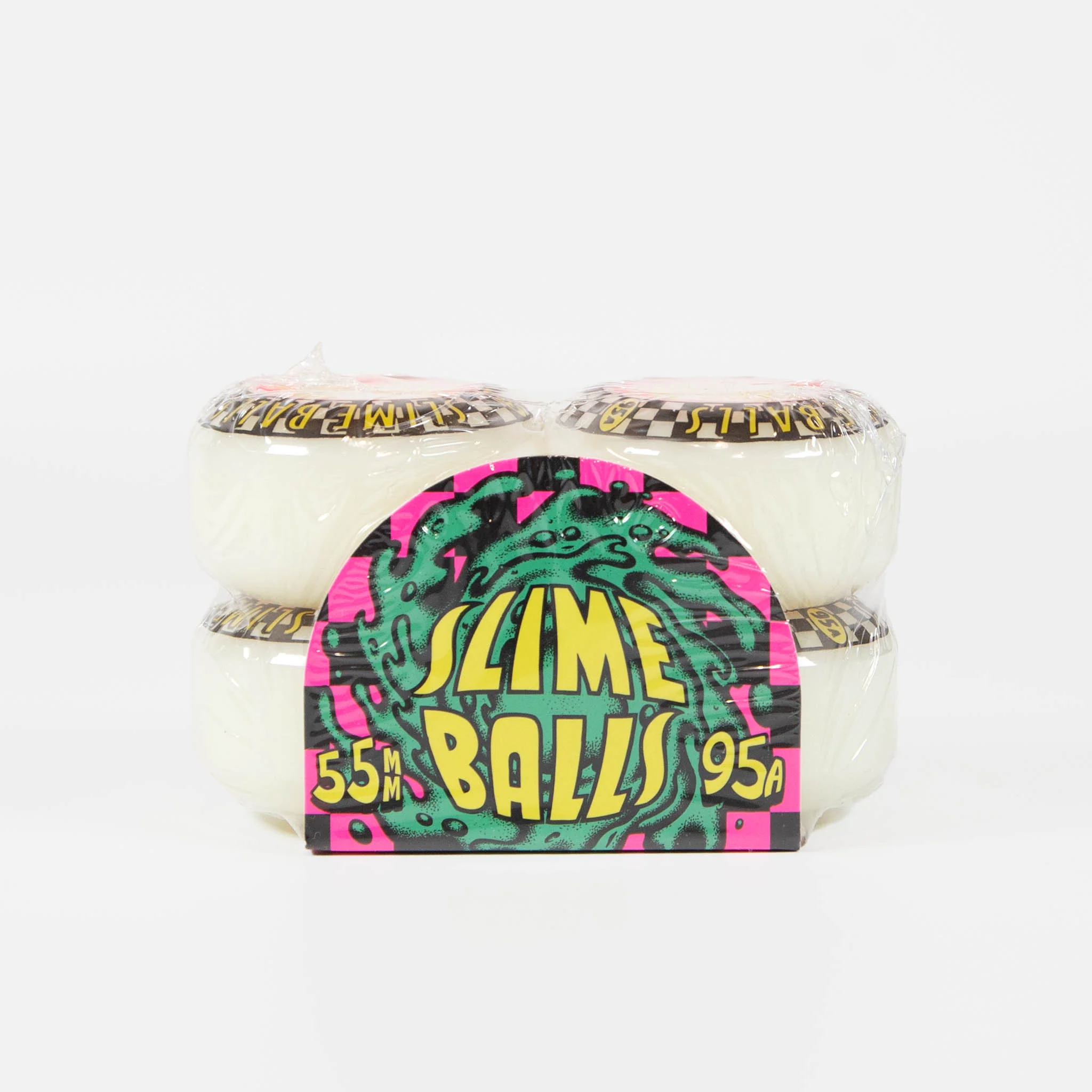 Santa Cruz - 55mm (95a) Slime Balls Saucers Skateboard Wheels - White - Image 2