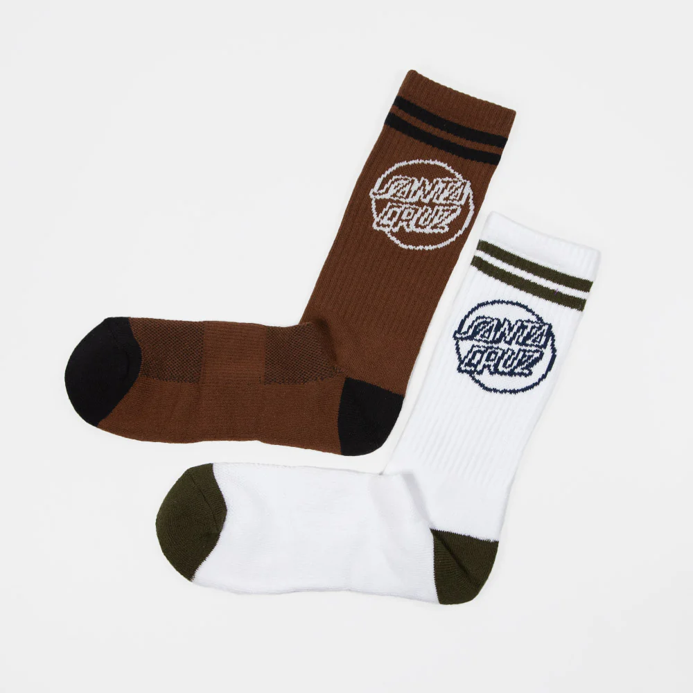 Santa Cruz - Kick Socks (2 Pack) - Chestnut & Black / White & Dark Moss