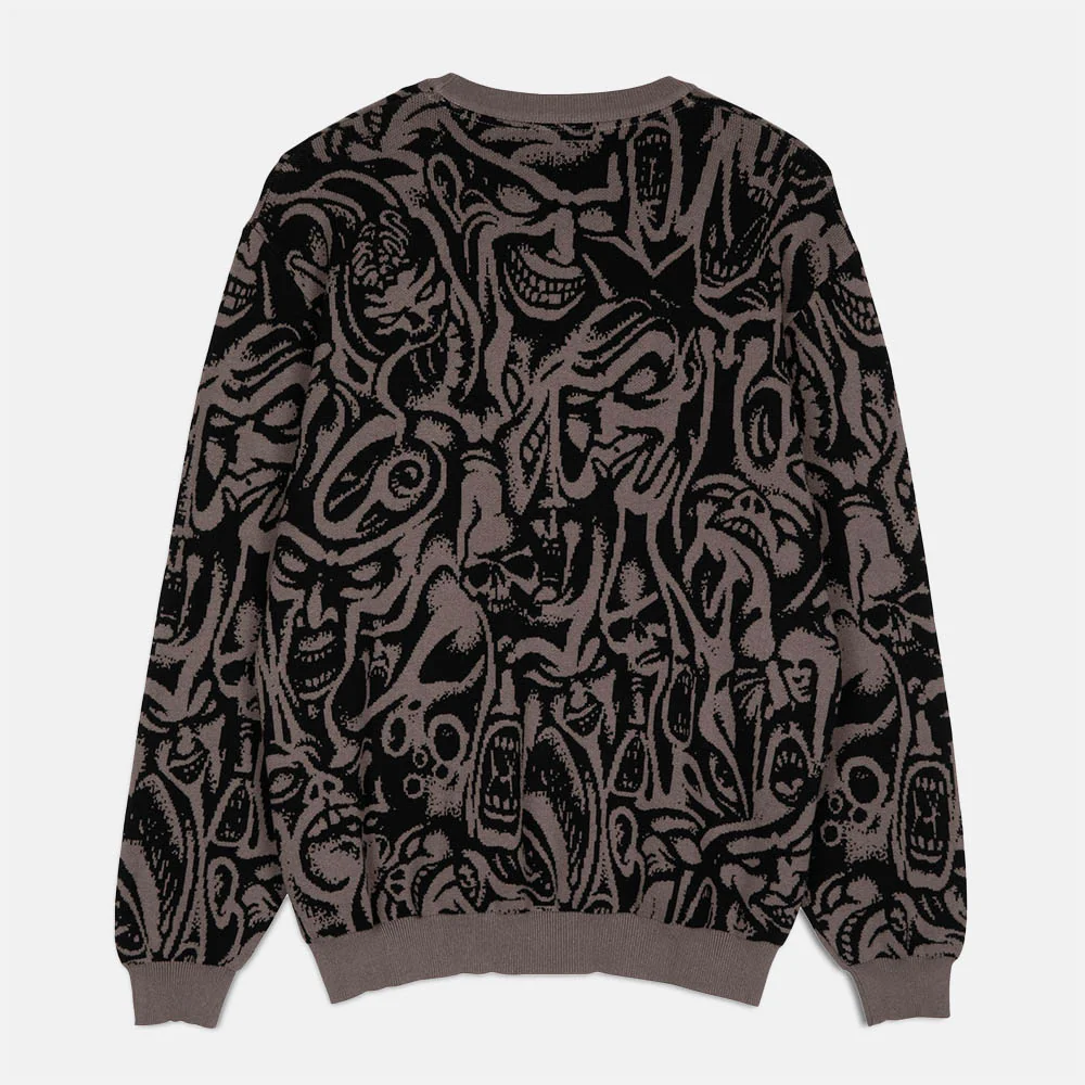 Santa Cruz - Knox Faces Knitted Crew - Grey - Image 2