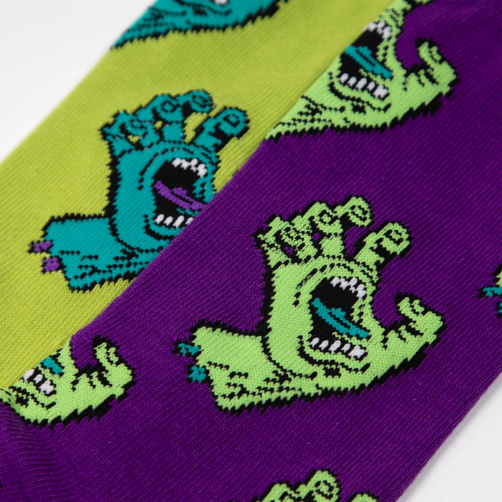 Santa Cruz - Multi Hand Socks (2 Pack) - Purple / Green - Image 2