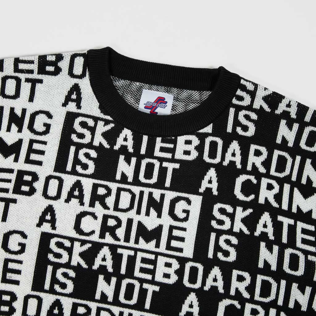 Santa Cruz - Not a Crime Knitted Crewneck Jumper - Black / White - Image 2