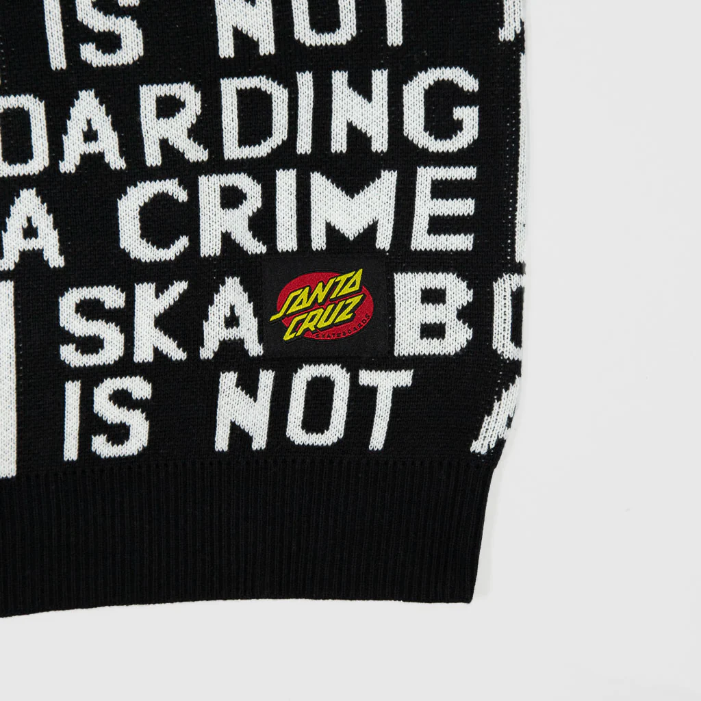 Santa Cruz - Not a Crime Knitted Crewneck Jumper - Black / White - Image 3