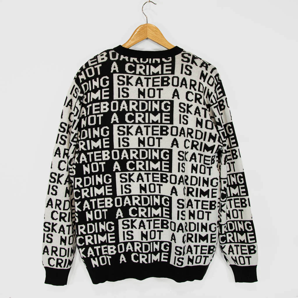 Santa Cruz - Not a Crime Knitted Crewneck Jumper - Black / White - Image 4