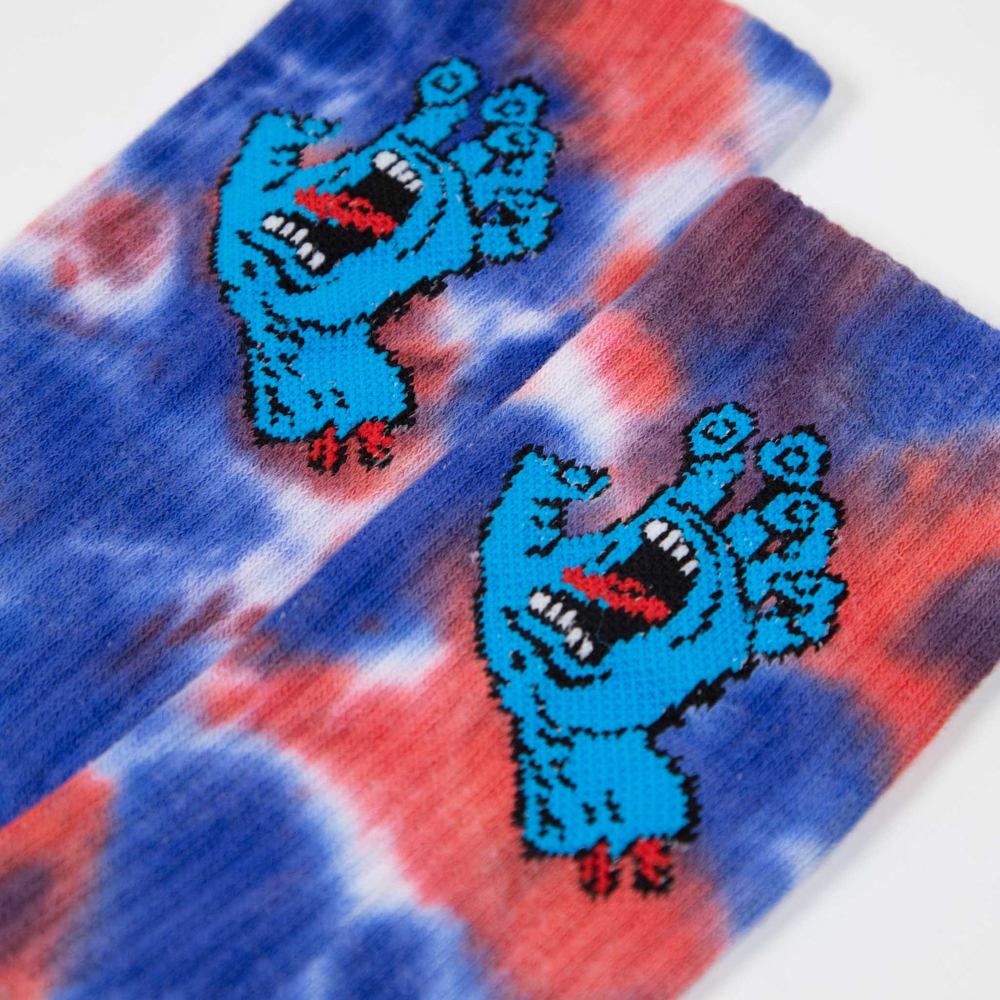 Santa Cruz - Screaming Hand Tie Dye Socks - White / Cobalt / Astro Dust - Image 2