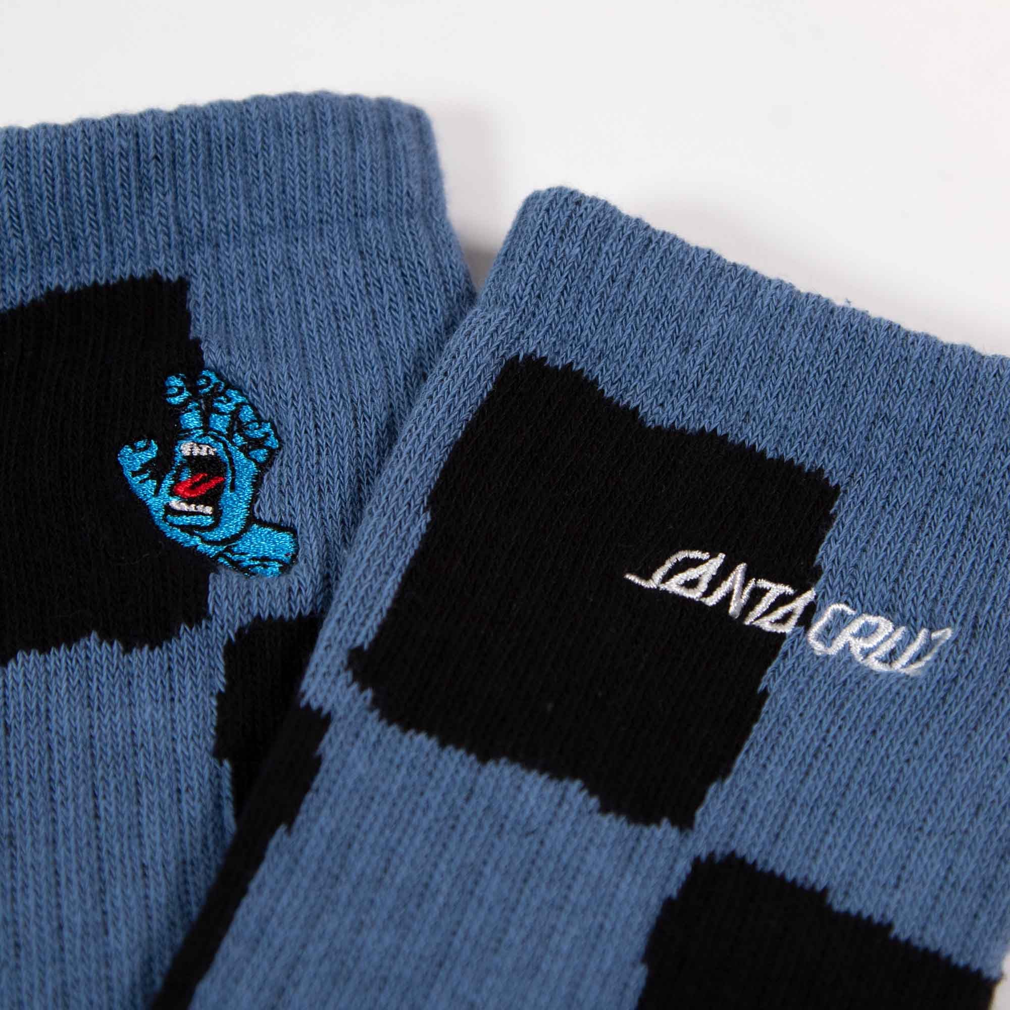 Santa Cruz - Screaming Checked Mini Hand Socks - Dusty Blue - Image 2