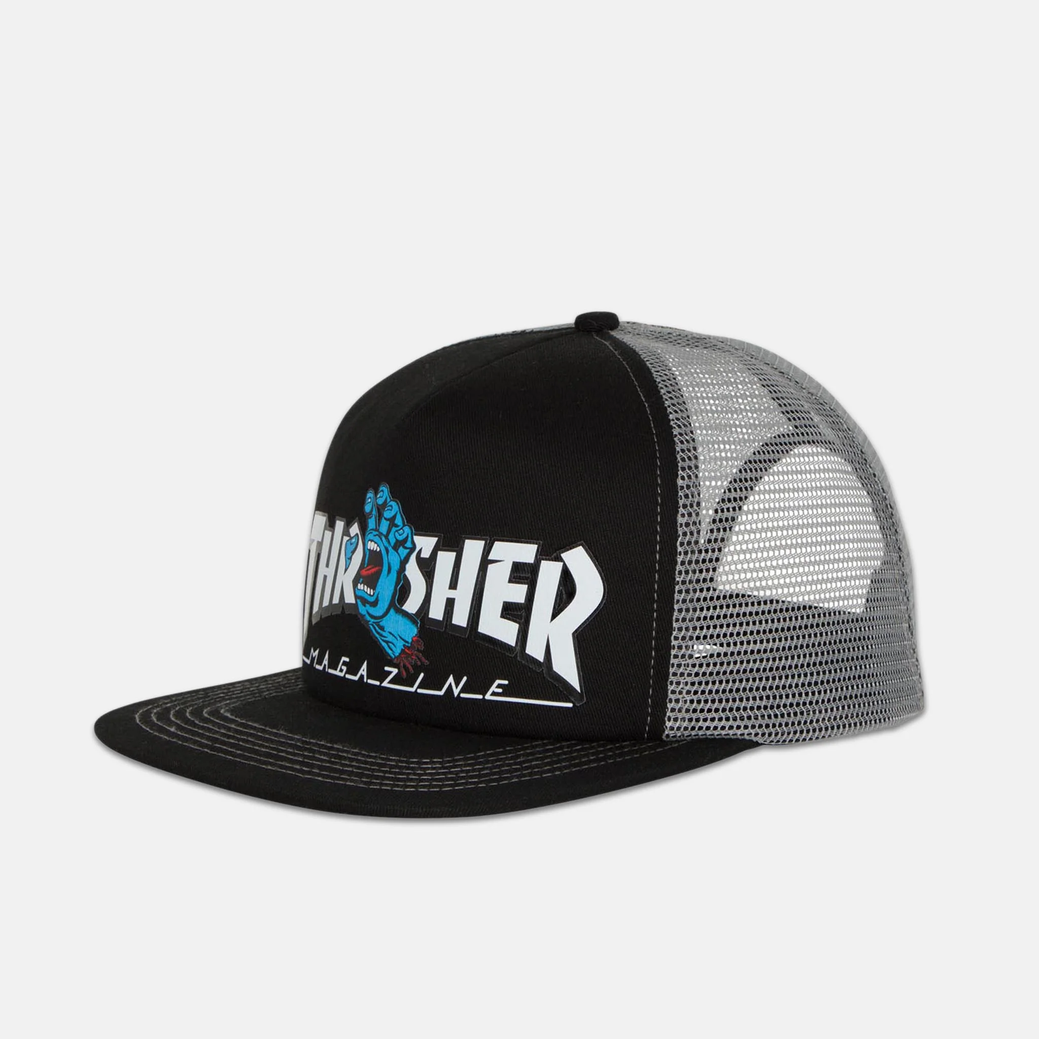 Santa Cruz - Thrasher Screaming Logo Mesh Trucker Cap - Black / Grey