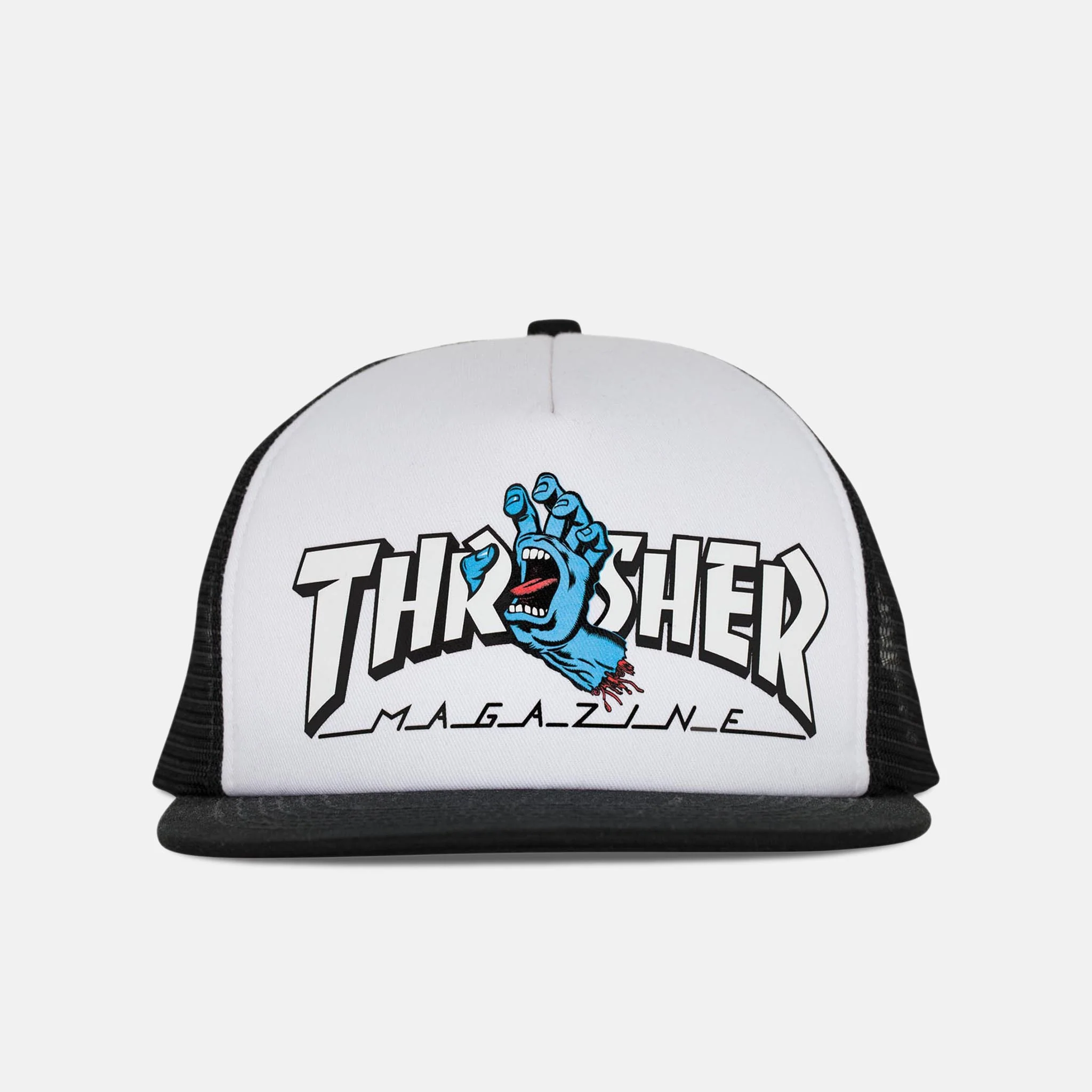 Santa Cruz - Thrasher Screaming Logo Mesh Trucker Cap - White / Black - Image 2