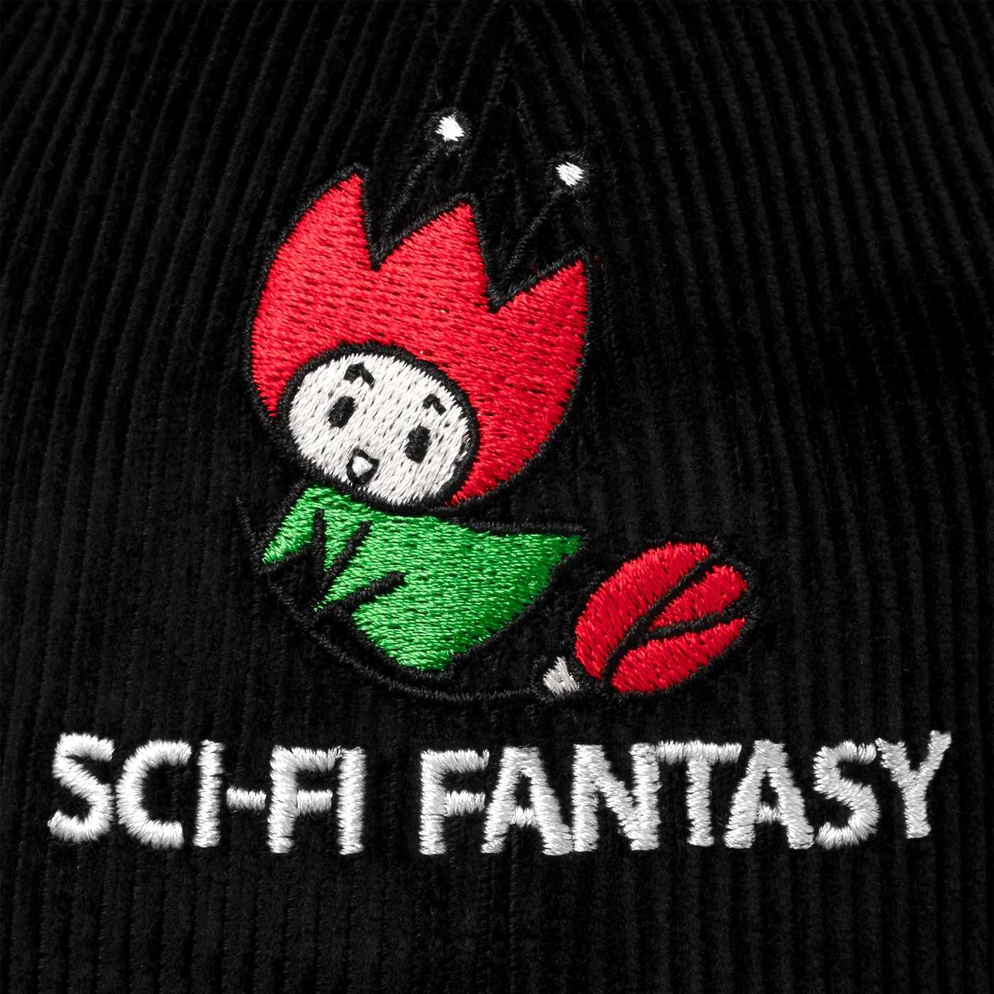 Sci-Fi Fantasy - Flying Rose Cord Cap - Black - Image 3