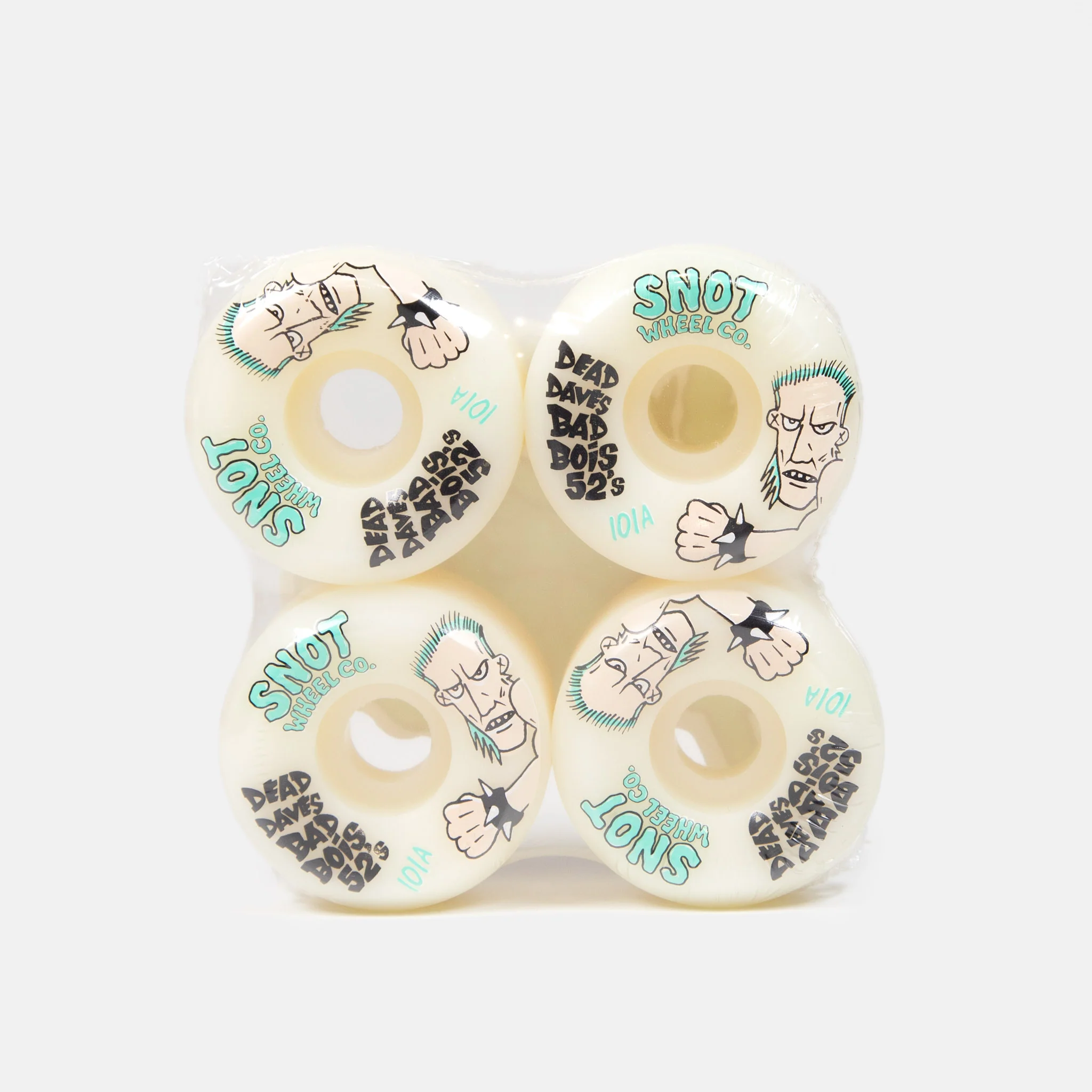 Snot Wheels Co. - 52mm (101a) Dead Dave Bad Boy Raw Skateboard Wheels - Glow In The Dark - Image 2