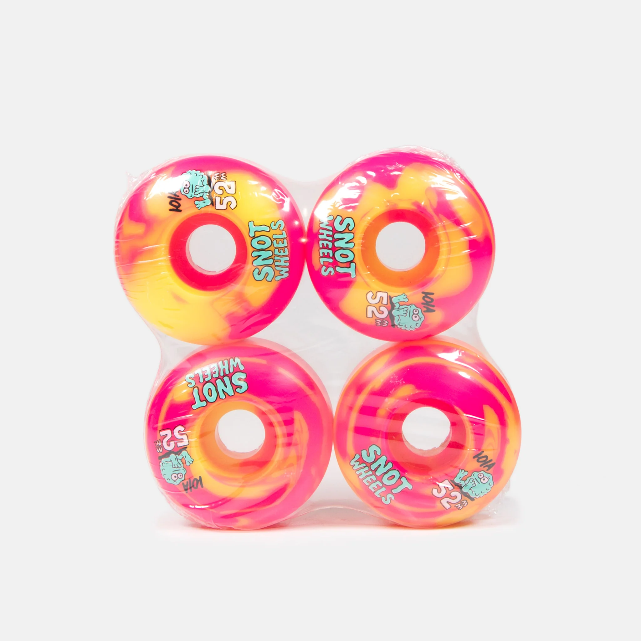 Snot Wheels Co. - 52mm (101a) Swirls Skateboard Wheels - Pink / Yellow - Image 2