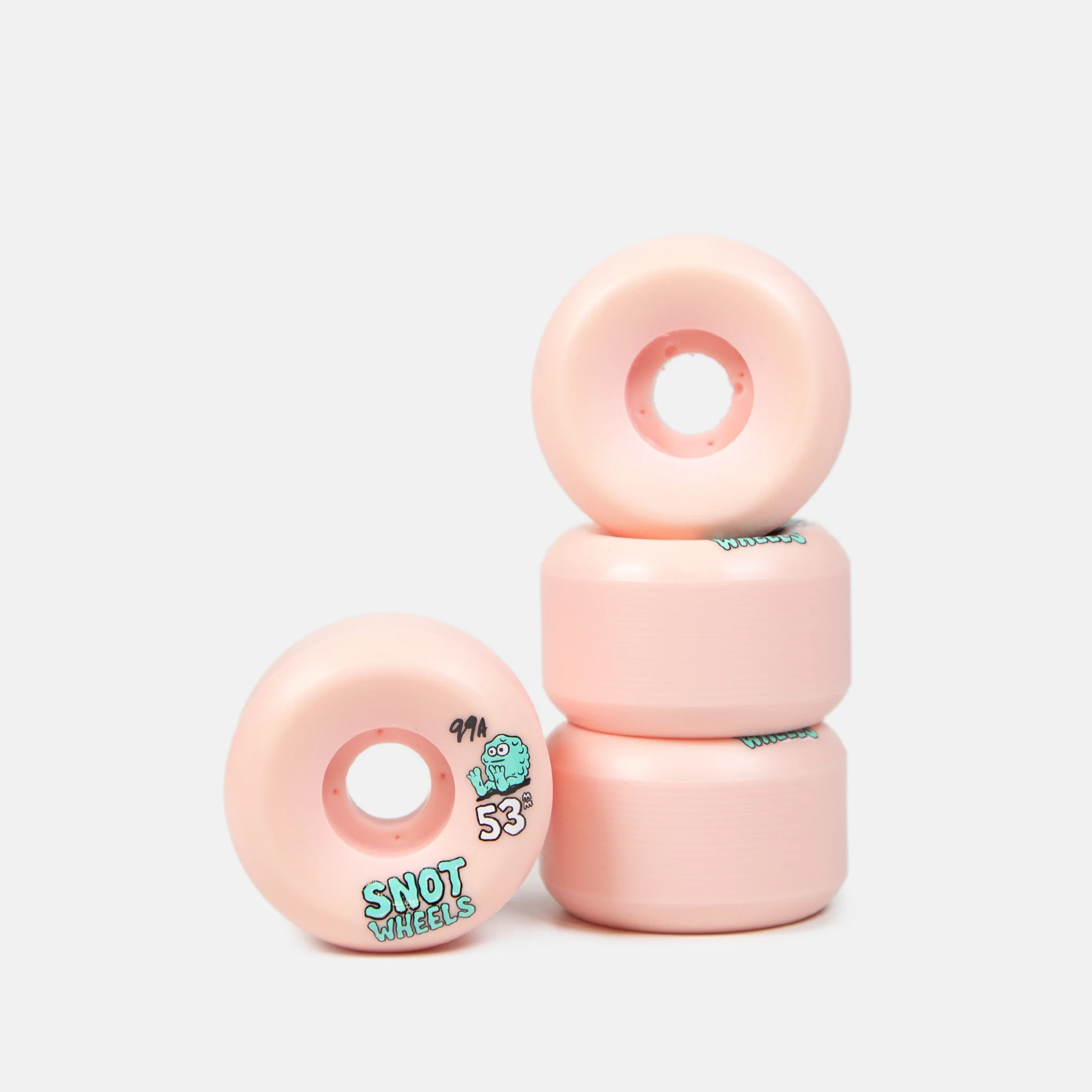 Snot Wheels Co. - 53mm (99a) Team Skateboard Wheels - Pink