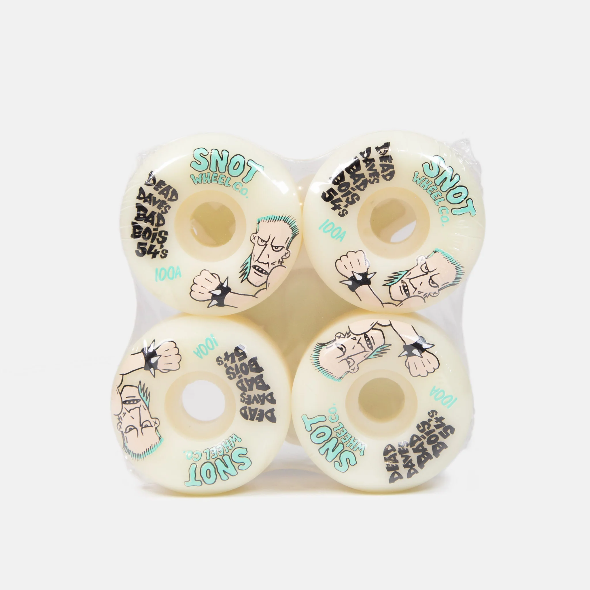 Snot Wheels Co. - 54mm (100a) Dead Dave Bad Boy Raw Skateboard Wheels - Glow In The Dark - Image 2