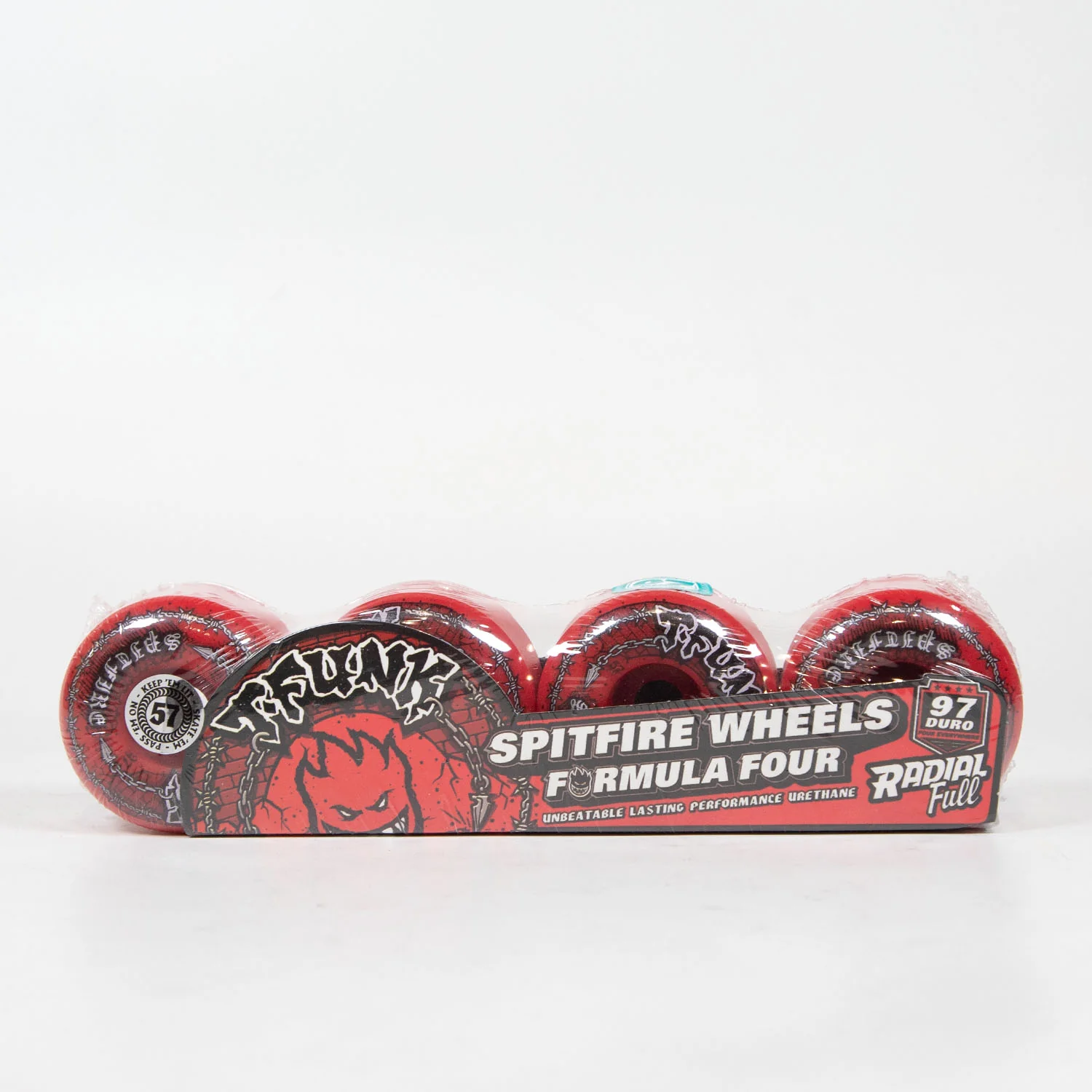 Spitfire - 57mm (97a) Formula Four T-Funk Skateboard Wheels (Radial Full) - Red - Image 2