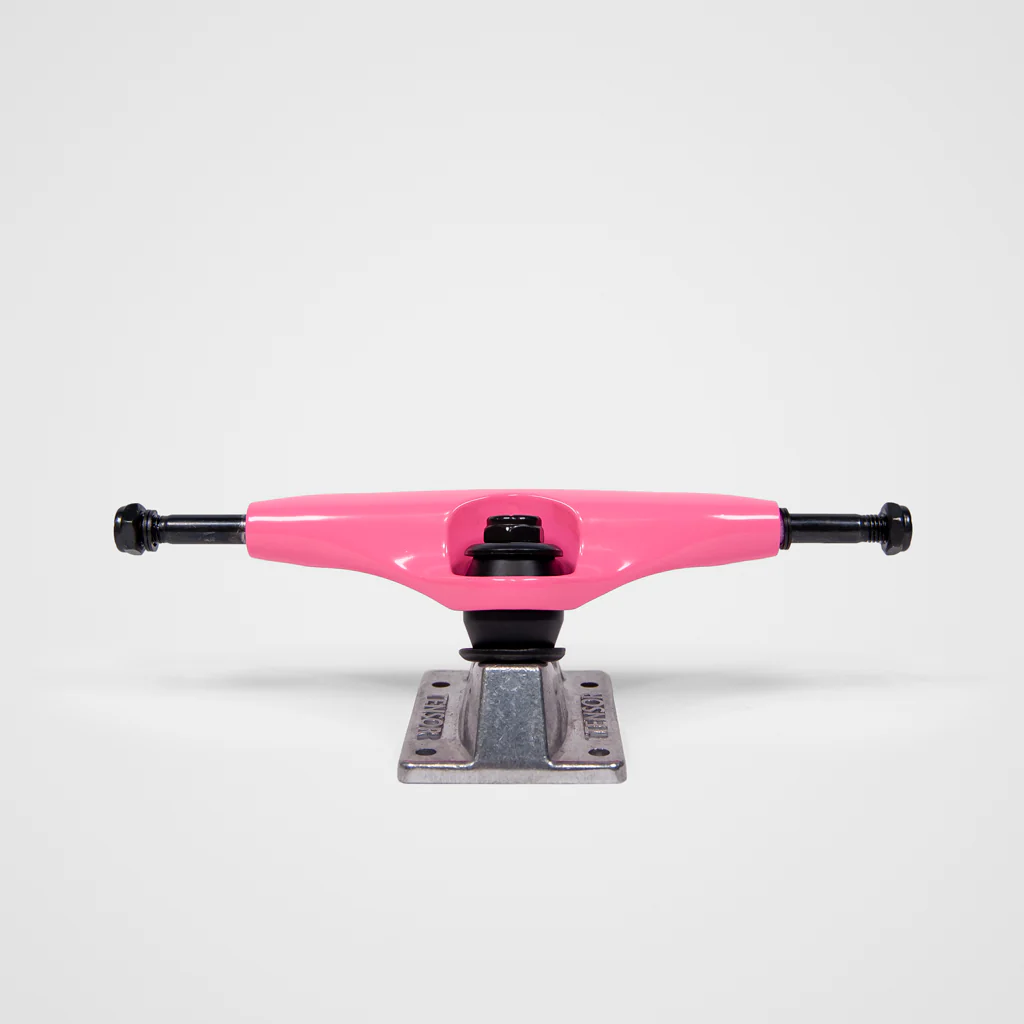 Tensor Trucks - (Pair) 5.0 Tensor Alloys Skateboard Trucks - Safety Pink / Raw - Image 3