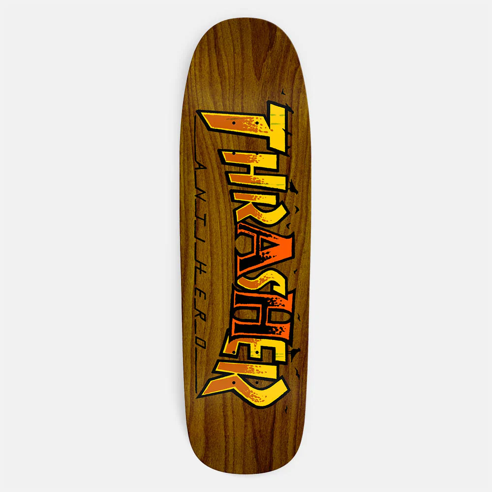Thrasher Magazine - 9.56" Green Giant Shaped Anti Hero Skateboard Deck (Various Stains)