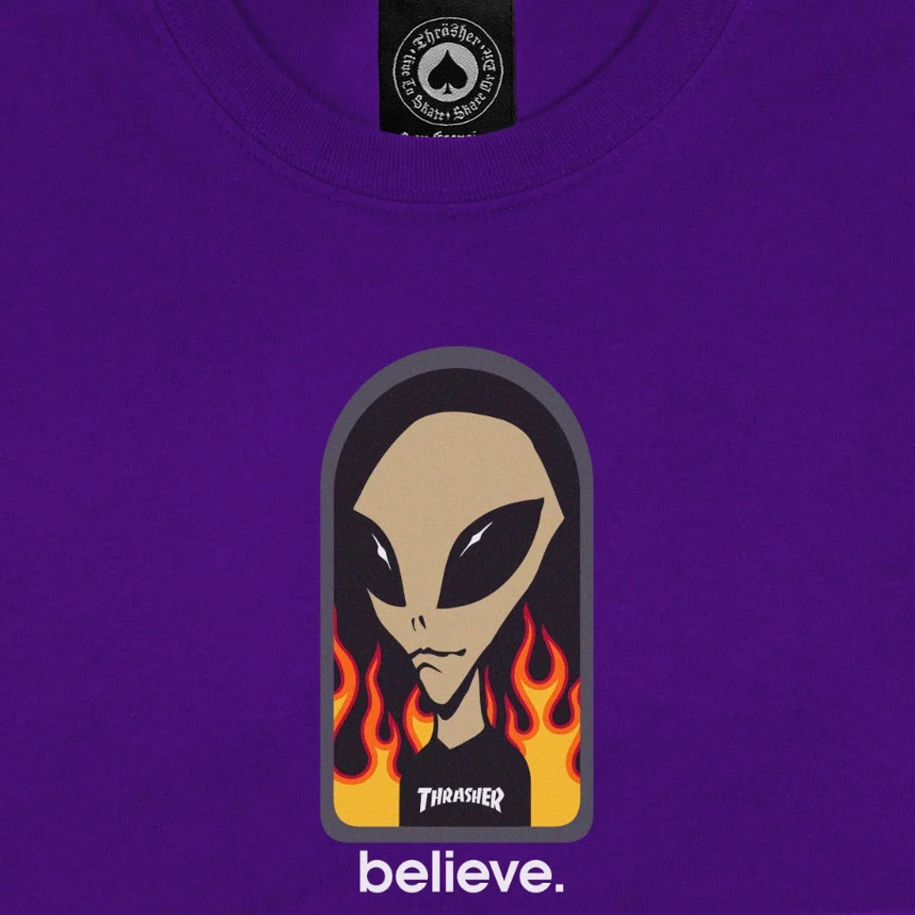 Thrasher Magazine - Alien Workshop Believe T-Shirt - Purple - Image 2