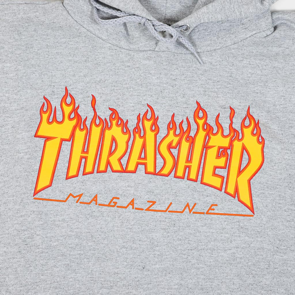 Thrasher Magazine - Flame Logo Pullover Hooded Sweatshirt - Heather Grey - Image 2