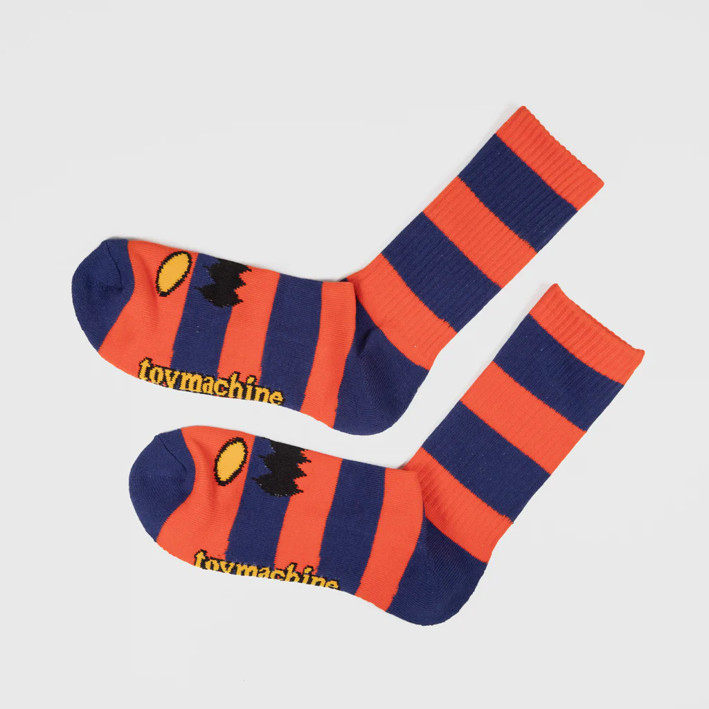 Toy Machine - Monster Big Stripe Socks - Dark Orange / Navy - Image 2