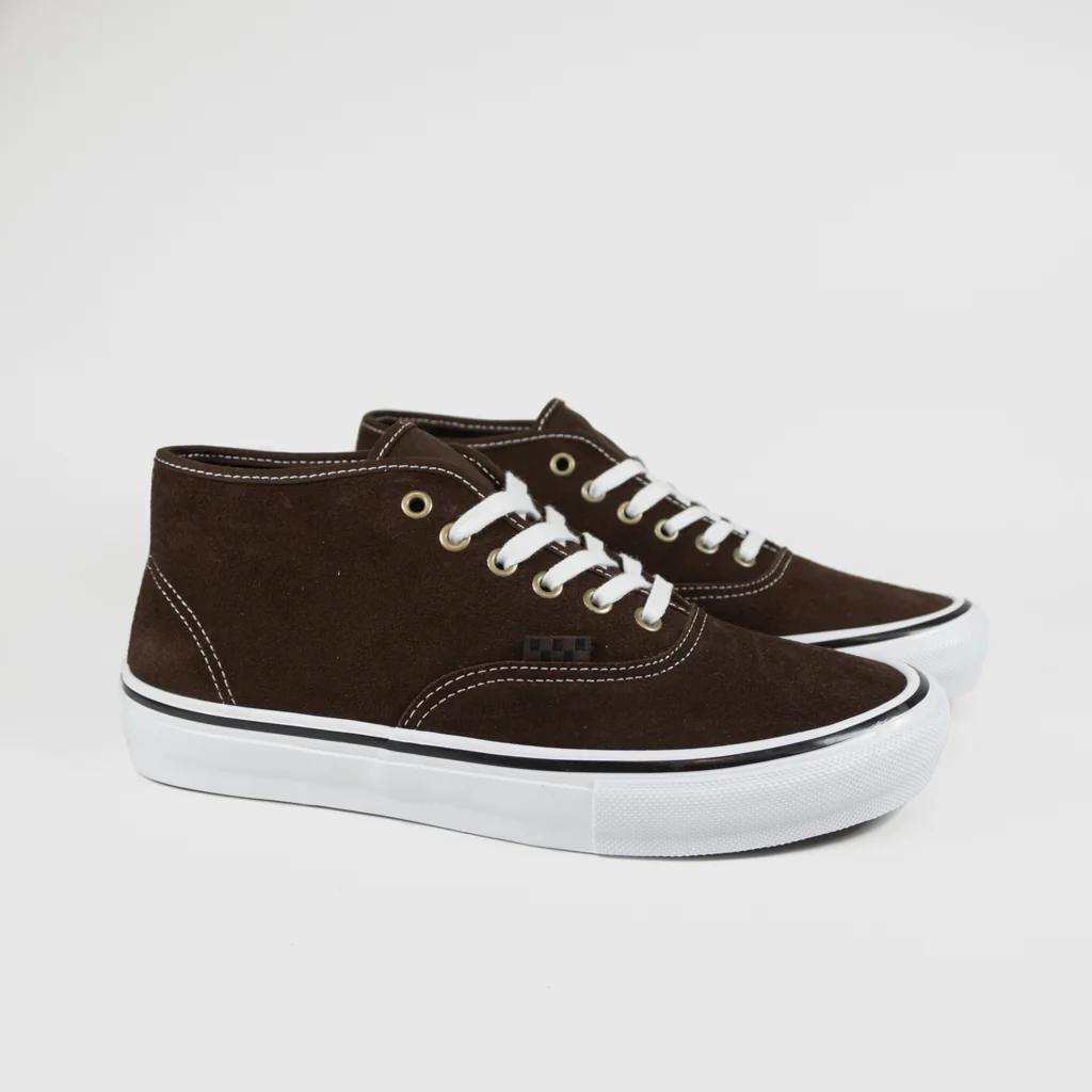 Vans - Skate Authentic Mid VCU Shoes - Dark Brown / White - Image 2
