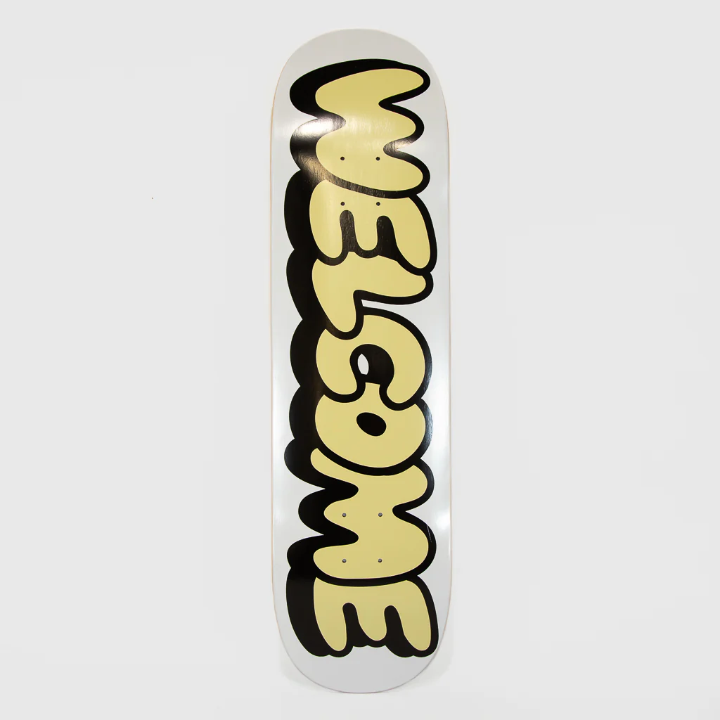 Welcome Skate Store - 8.5” Bubble Skateboard Deck (High Concave) - White / Cream