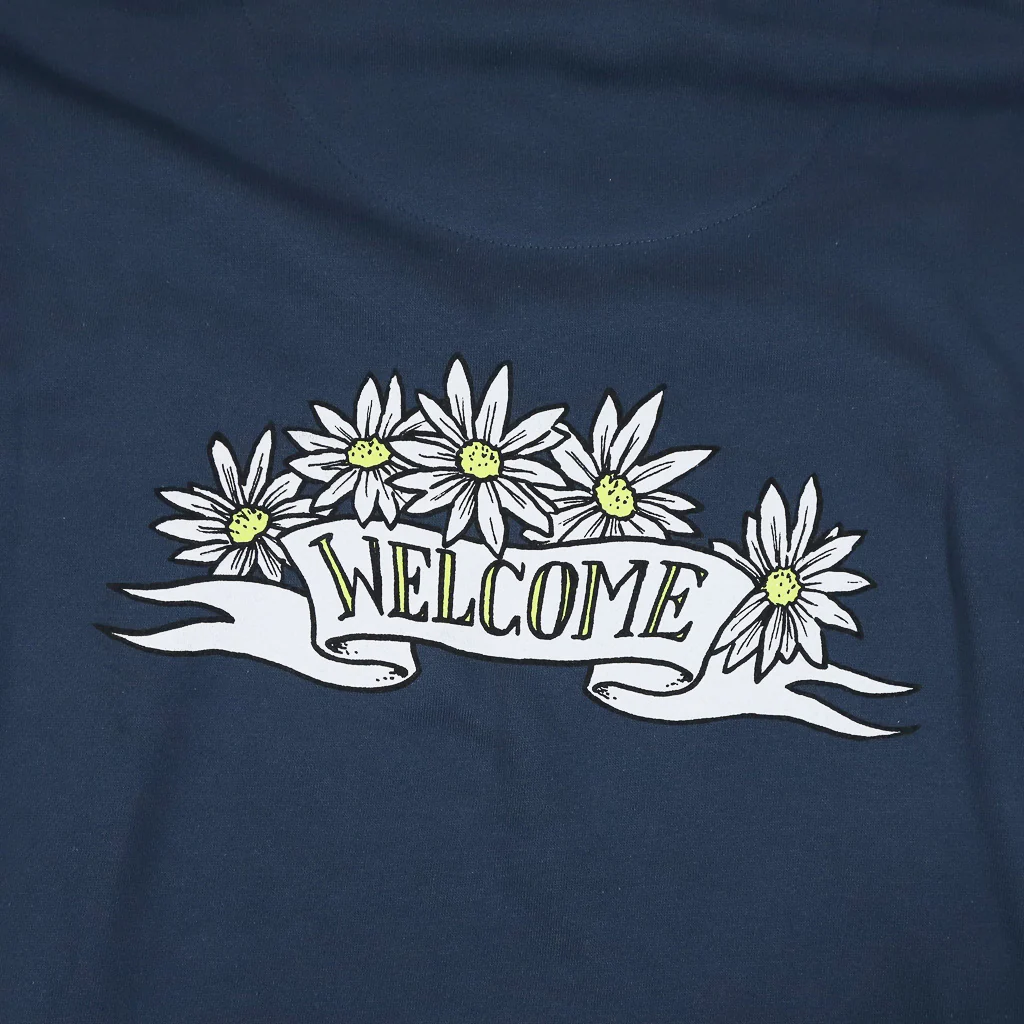 Welcome Skate Store - Sketchy Skate Shop Hooded Sweatshirt - Slate Blue / Daisy - Image 3