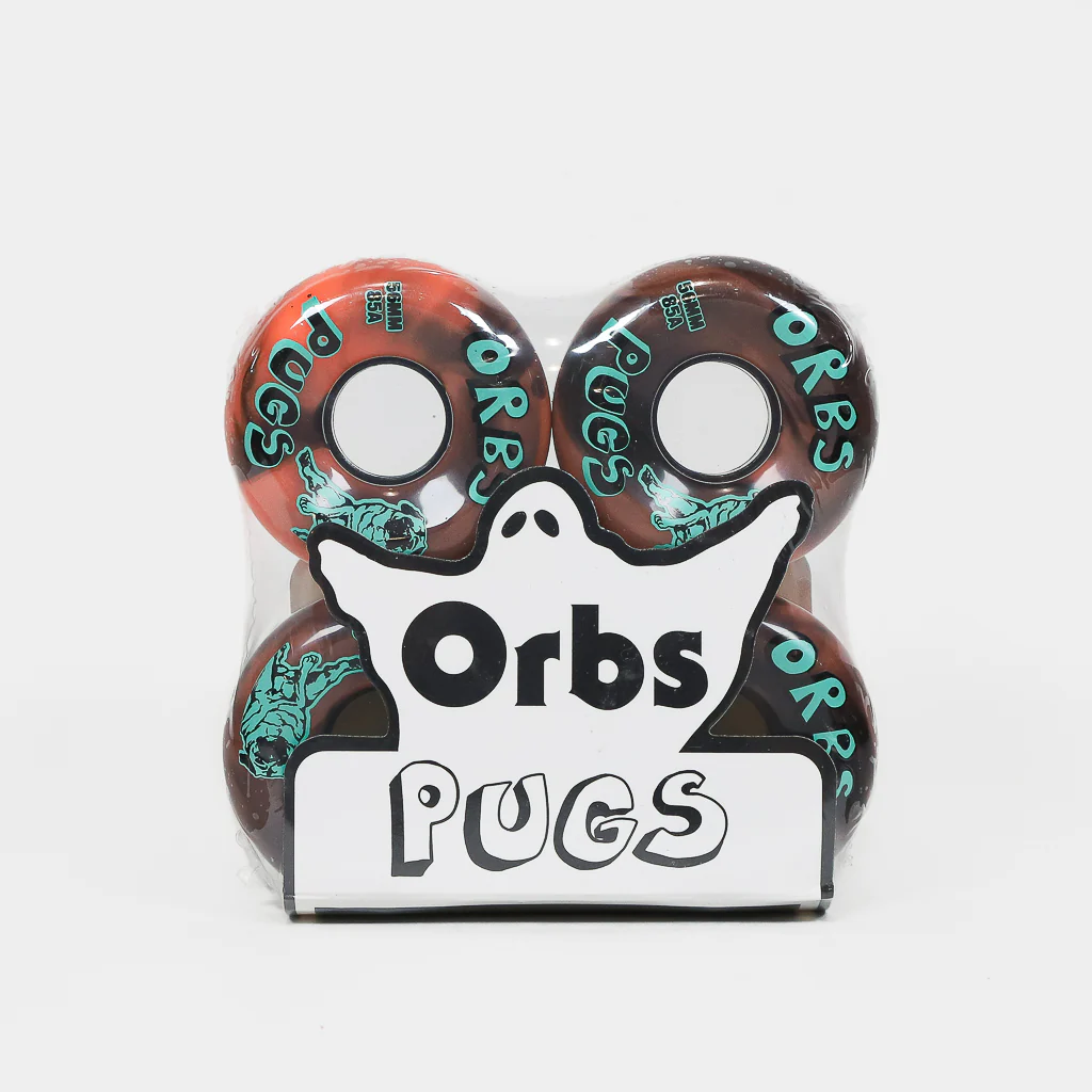 Welcome Skateboards - 56mm (85A) Orbs Pug Skateboard Wheels - Black / Coral - Image 2