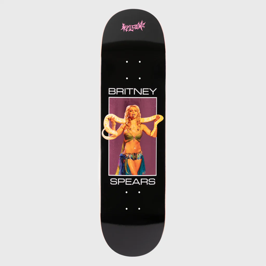 Welcome Skateboards - 8.5" Britney Spears Snake Skateboard Deck - Black / Pink Foil