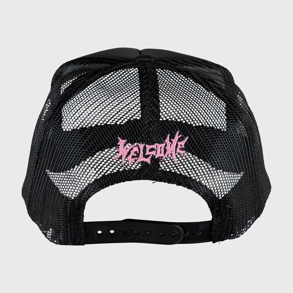Welcome Skateboards - Britney Spears Innocent Puff Print Trucker Cap - Black - Image 3