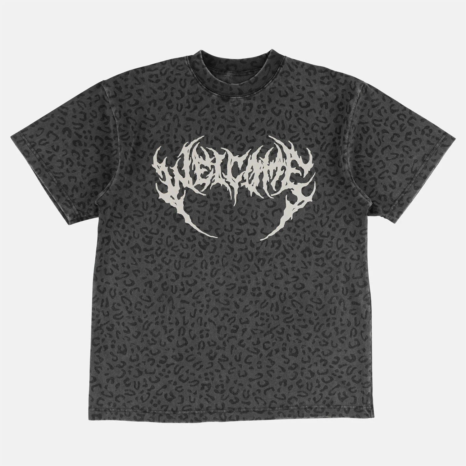 Welcome Skateboards - Fang Boxy-Garment Dyed T-Shirt - Vintage Black / Leopard