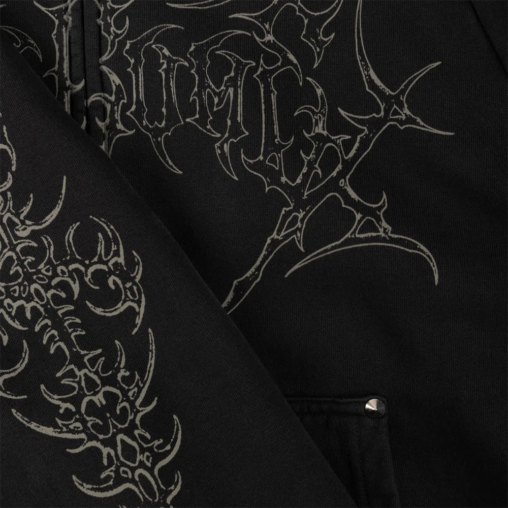Welcome Skateboards - Grapple Zip Hooded Sweatshirt - Black (Pigment Dyed) - Image 2