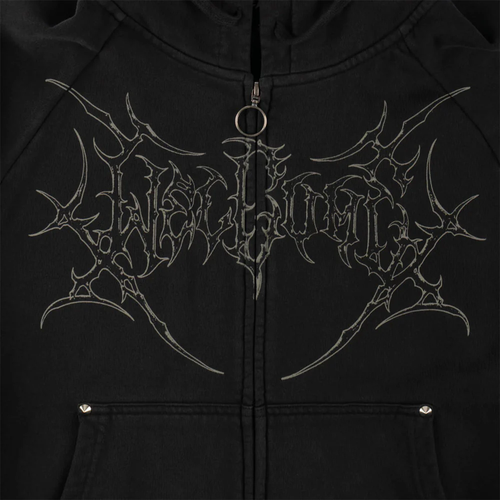 Welcome Skateboards - Grapple Zip Hooded Sweatshirt - Black (Pigment Dyed) - Image 3