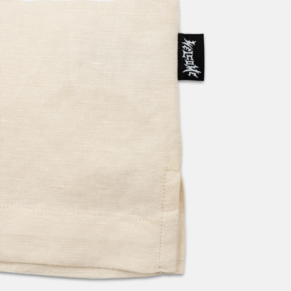Welcome Skateboards - Hellion Embroidered Short Sleeve Linen Shirt - Bone - Image 4