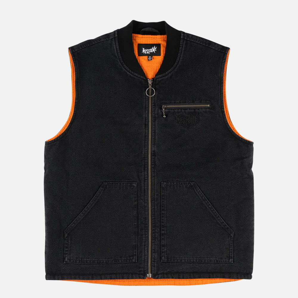 Welcome Skateboards - Splinter Enzyme-Washed Canvas Zip Vest Jacket - Black