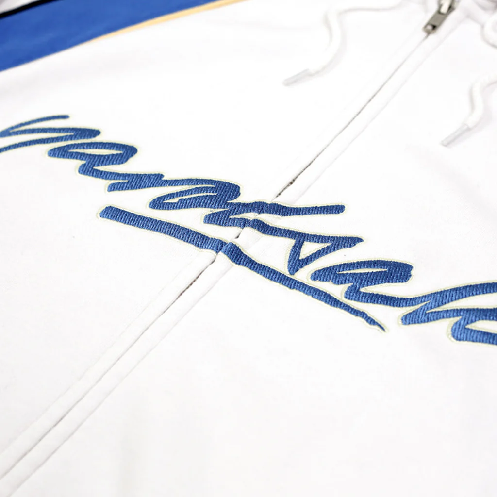 Yardsale - Bay Zip Hooded Sweatshirt - White / Blue - Image 2
