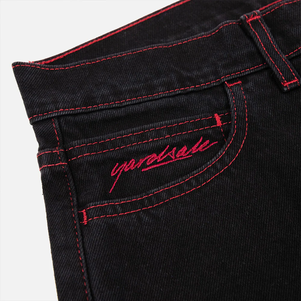 Yardsale - Phantasy Denim Jeans - Black / Red Stitch - Image 4