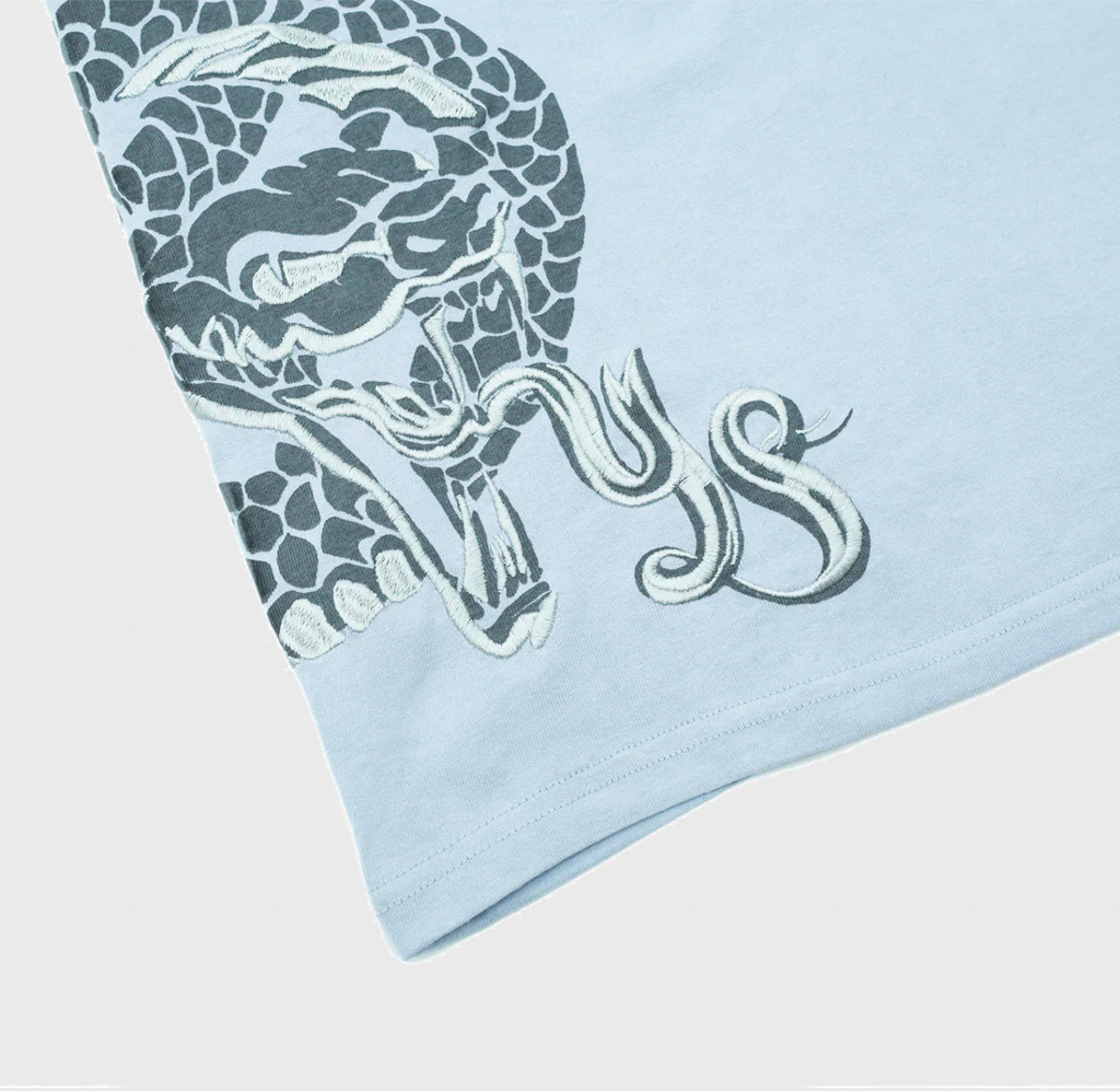 Yardsale - Snake Embroidered T-Shirt - Light Blue - Image 2