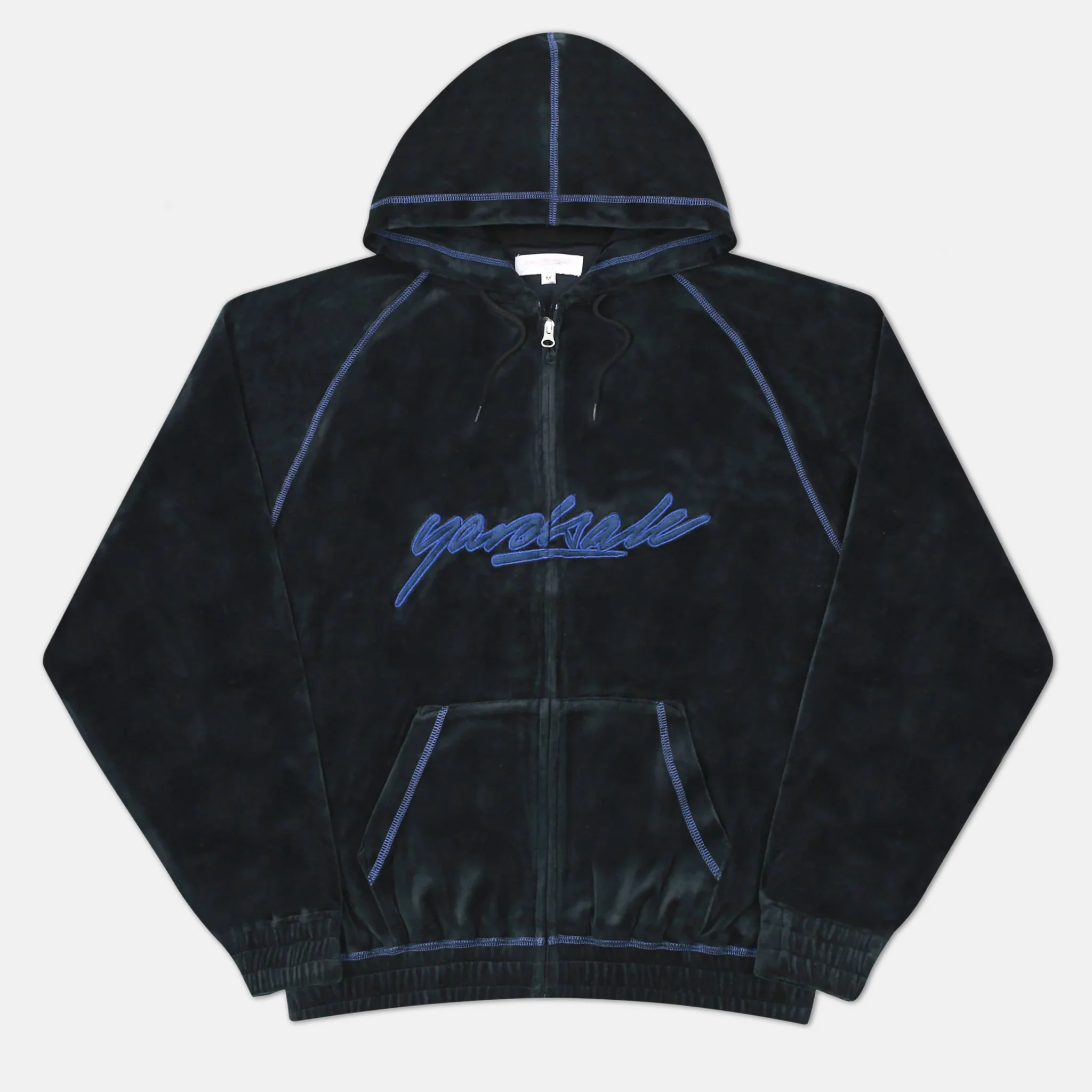 Yardsale - Velour Stitch Zip Hooded Sweatshirt - Black