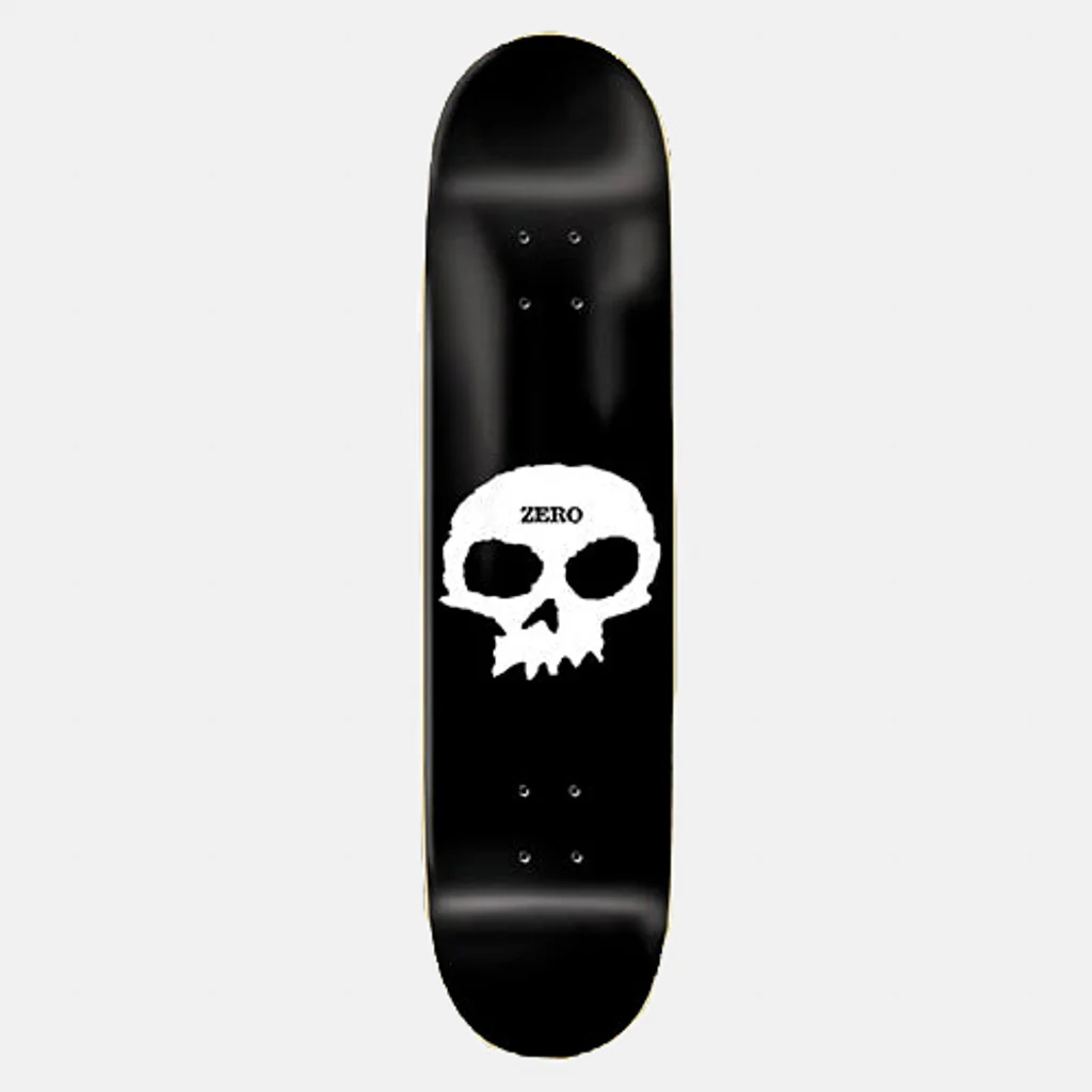 Zero Skateboards - 8.0" Single Skull Skateboard Deck - Black / White
